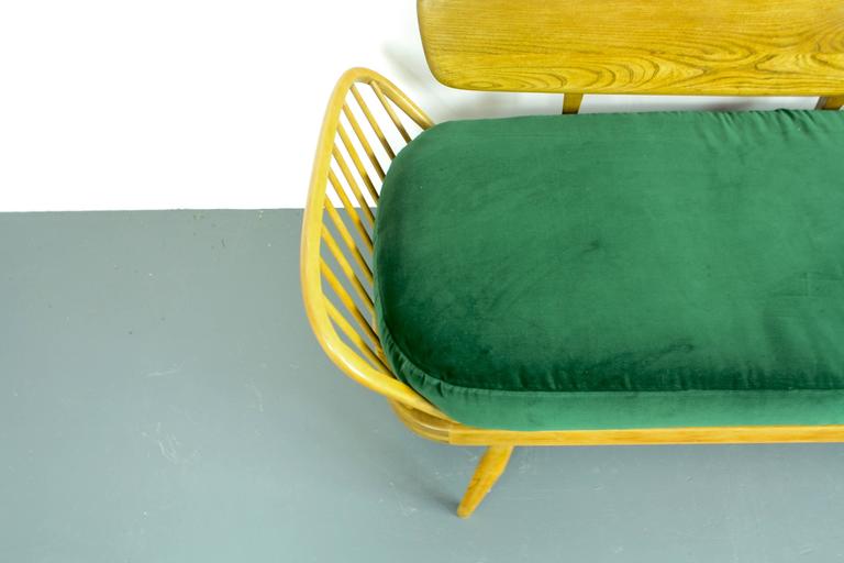 Vintage Ercol 355 Studio Couch Sofa or Daybed with Green Velvet