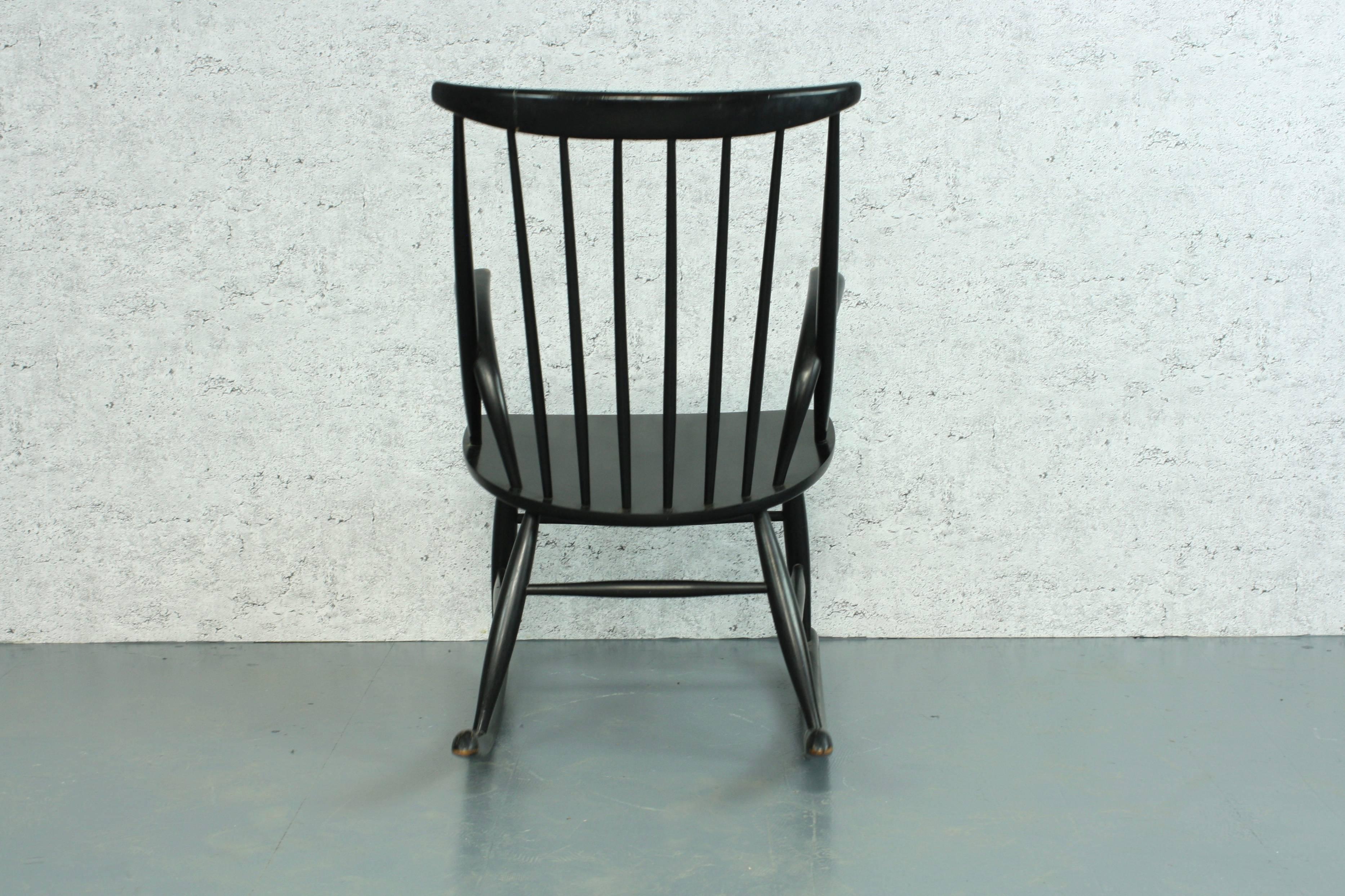 Vintage Danish Illum Wikkelso Wooden Rocking Chair 1