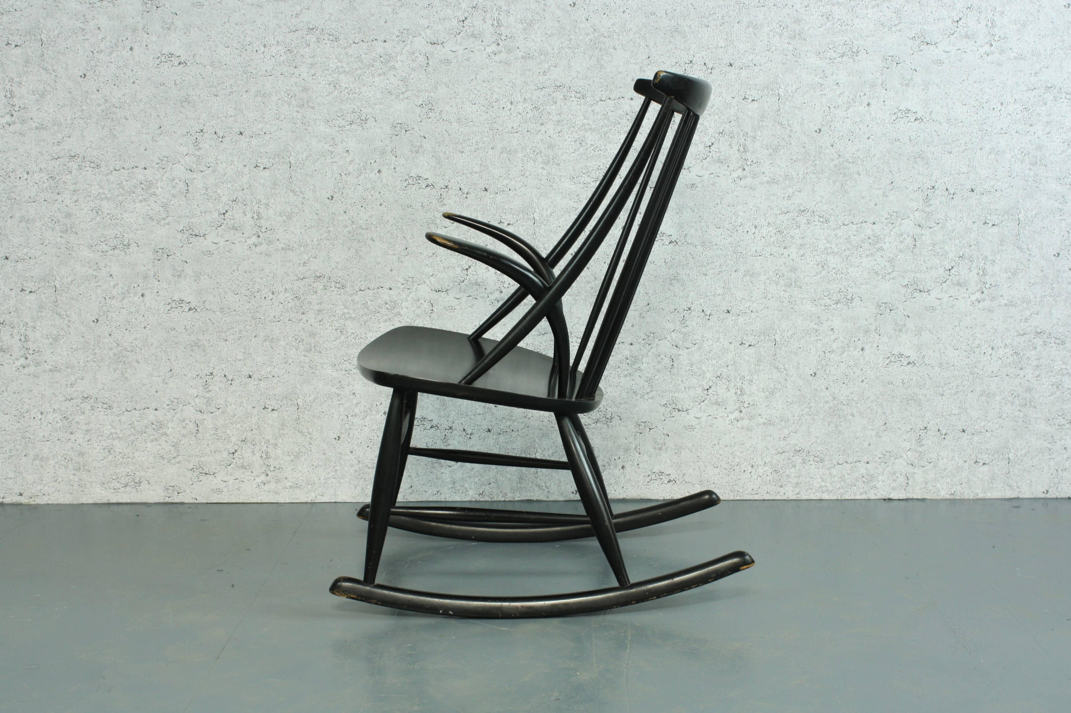 Vintage Danish Illum Wikkelso Wooden Rocking Chair 2