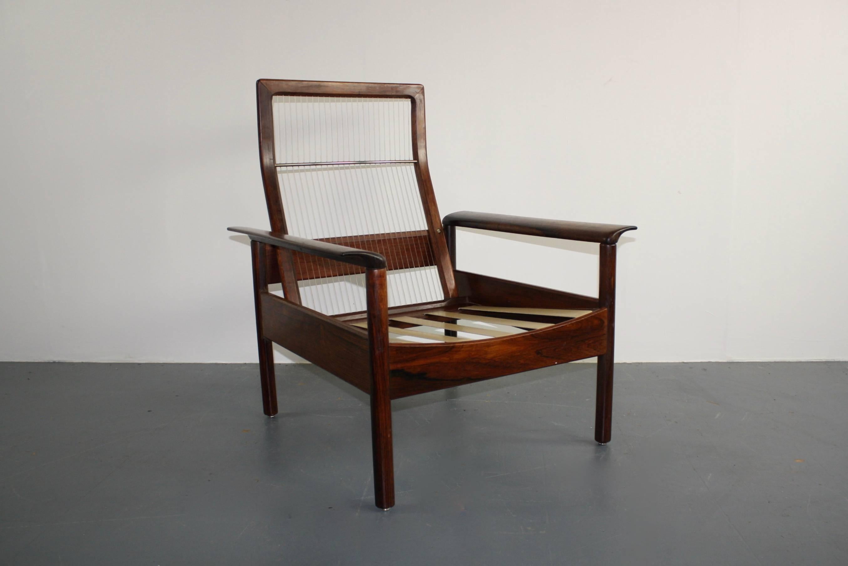 1950s Rosewood Danish Lounge Chair by Hans Olsen with Pale Grey Upholstery 4