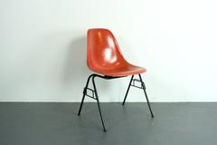 Charles Eames Herman Miller DSS Chair in Blood Orange on Original Stacking Base
