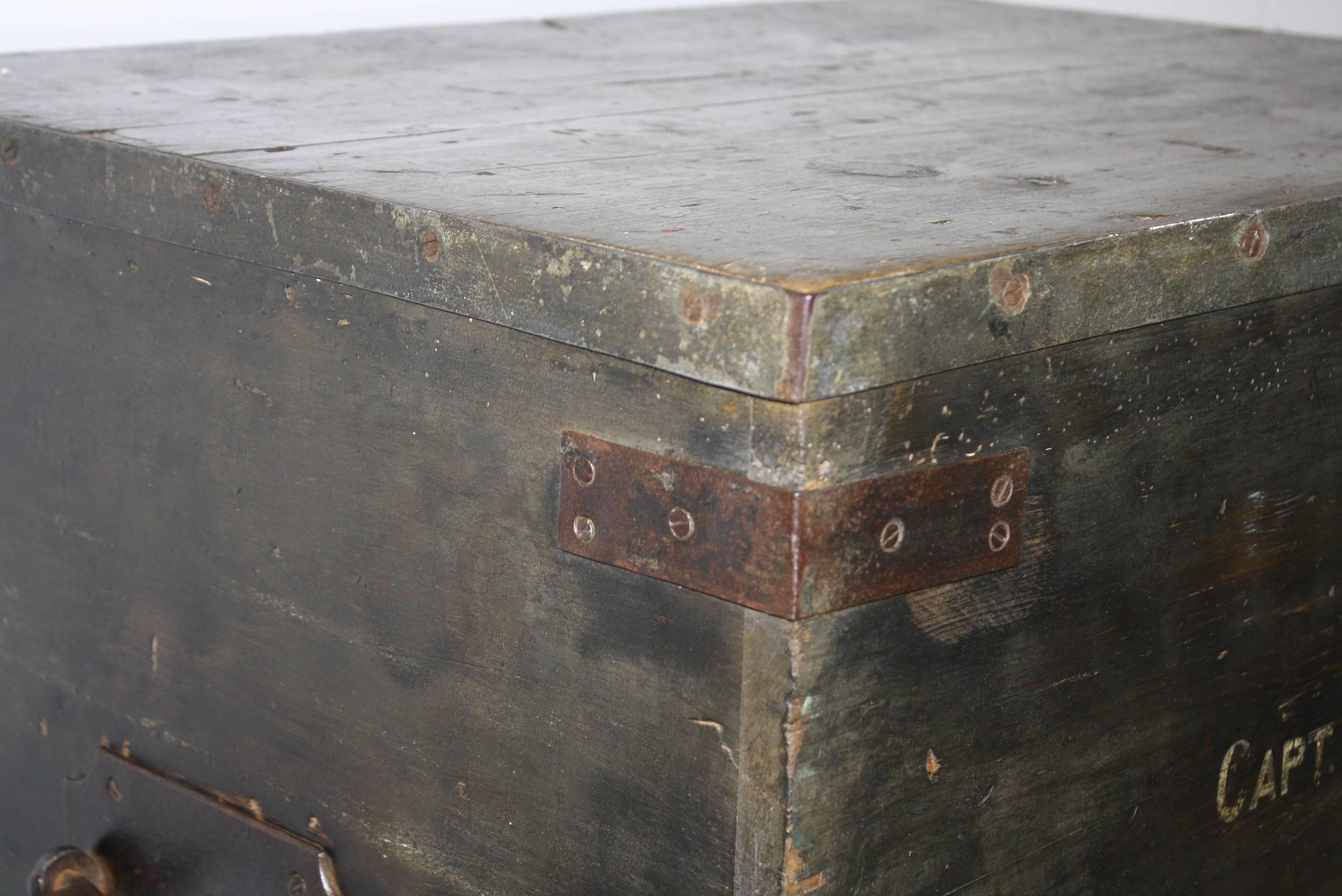 Pine Early Victorian Sailors Trunk For Sale