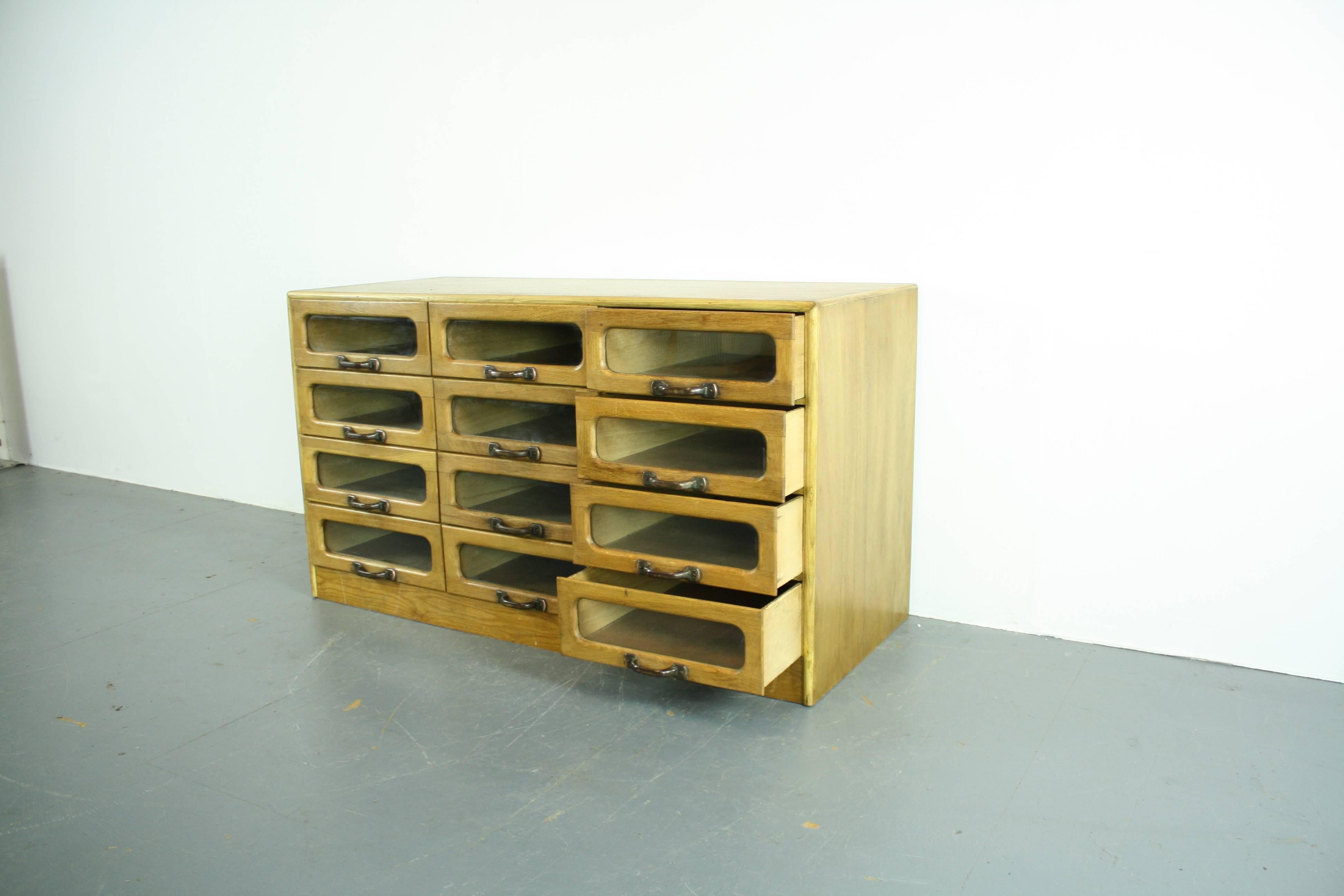 Vintage Early 20th Century Oak 12-Drawer Haberdashery Cabinet For Sale 1