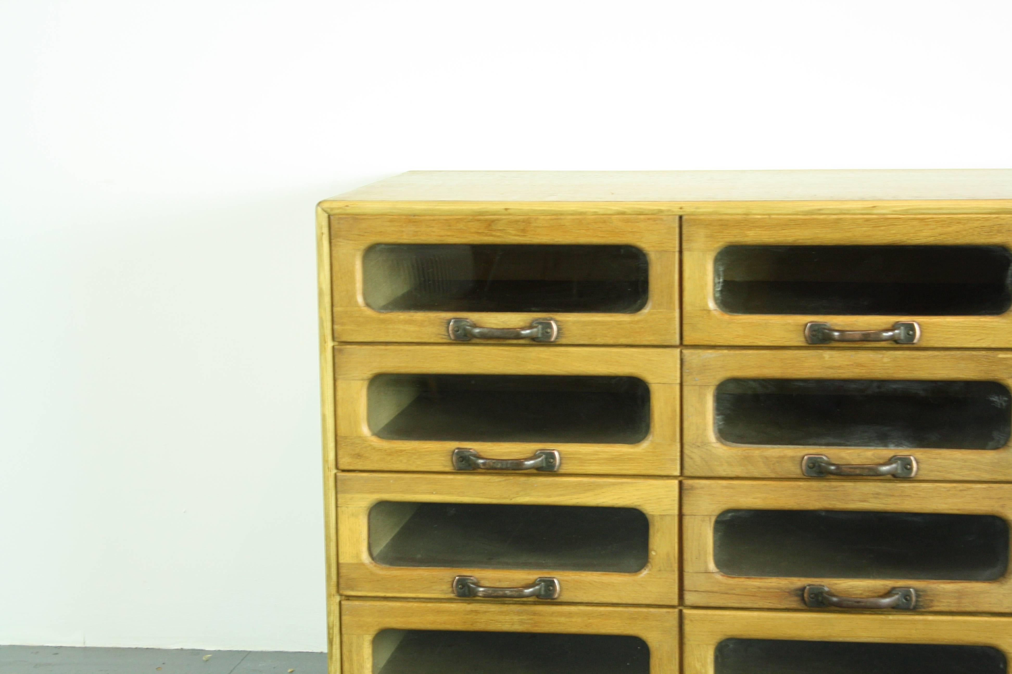 English Vintage Early 20th Century Oak 12-Drawer Haberdashery Cabinet For Sale