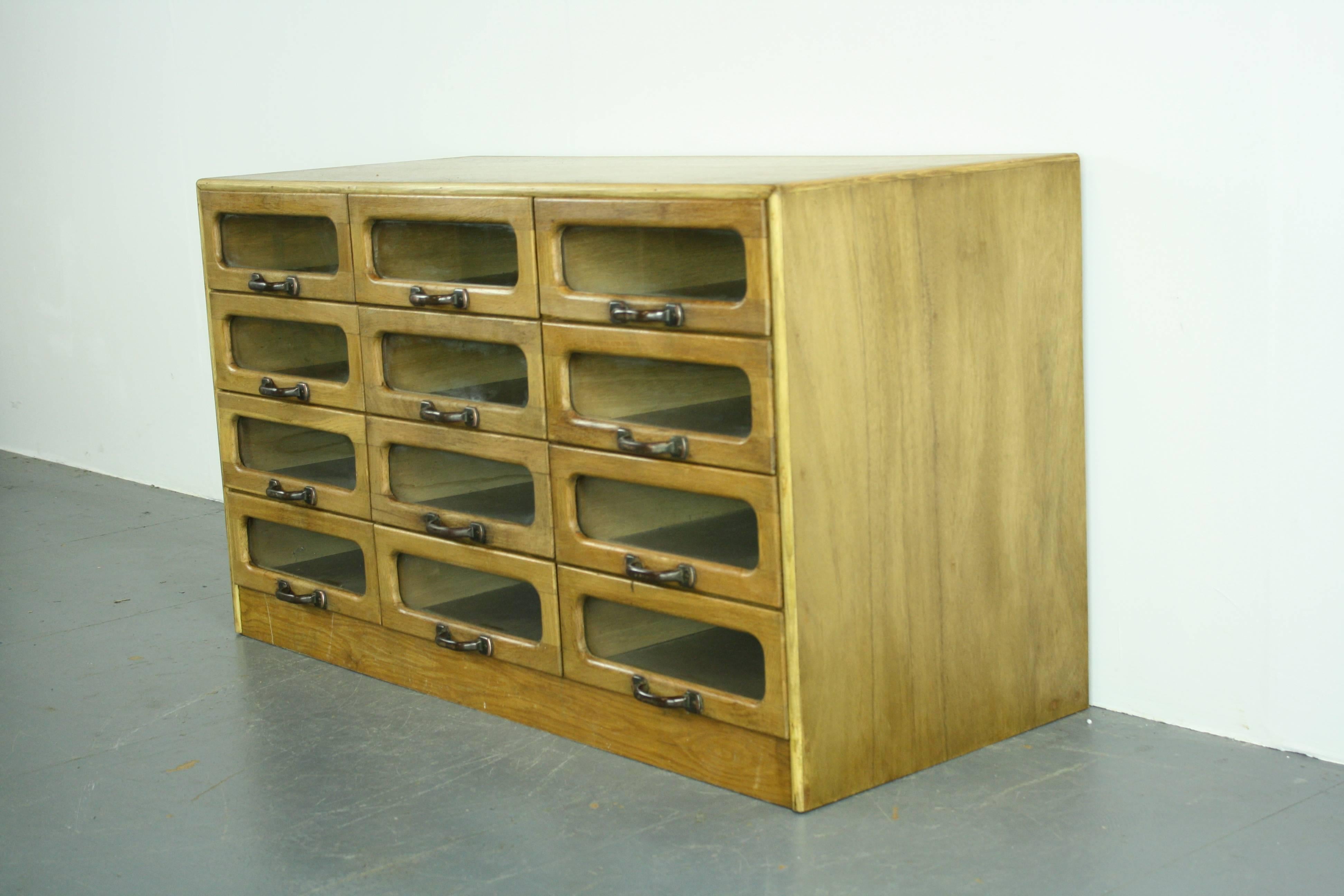 Vintage Early 20th Century Oak 12-Drawer Haberdashery Cabinet For Sale 2