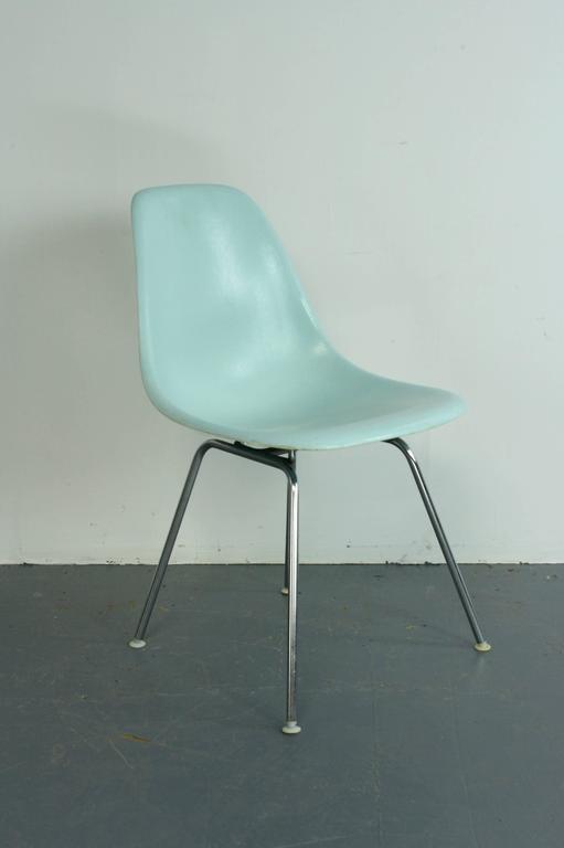 Very Rare Eames for Herman Miller Fibreglass Shell Chair in Duck Egg