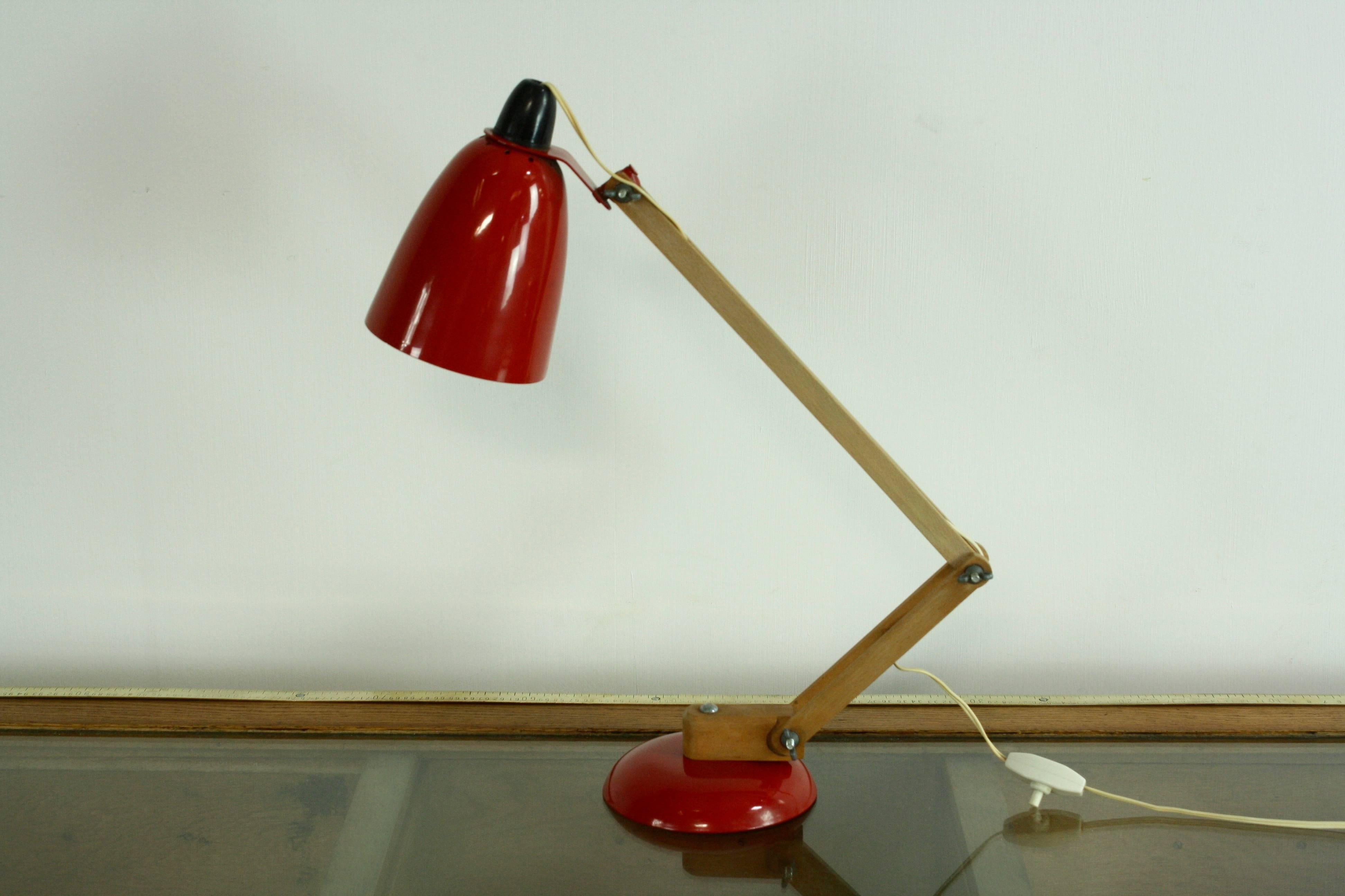 English Vintage Midcentury Maclamp in Red Designed by Sir Terence Conran