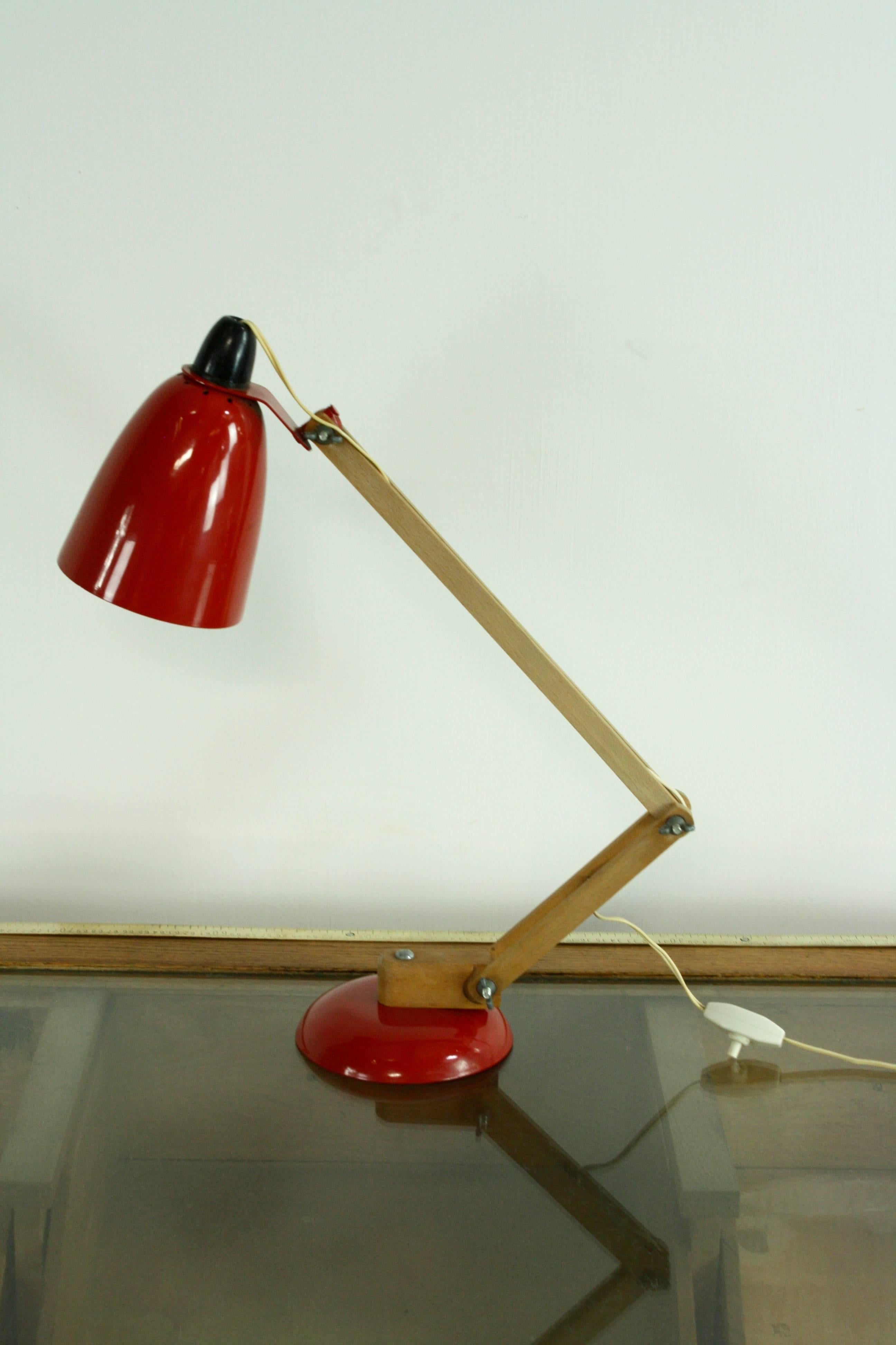 Vintage Midcentury Maclamp in Red Designed by Sir Terence Conran In Good Condition In Lewes, East Sussex