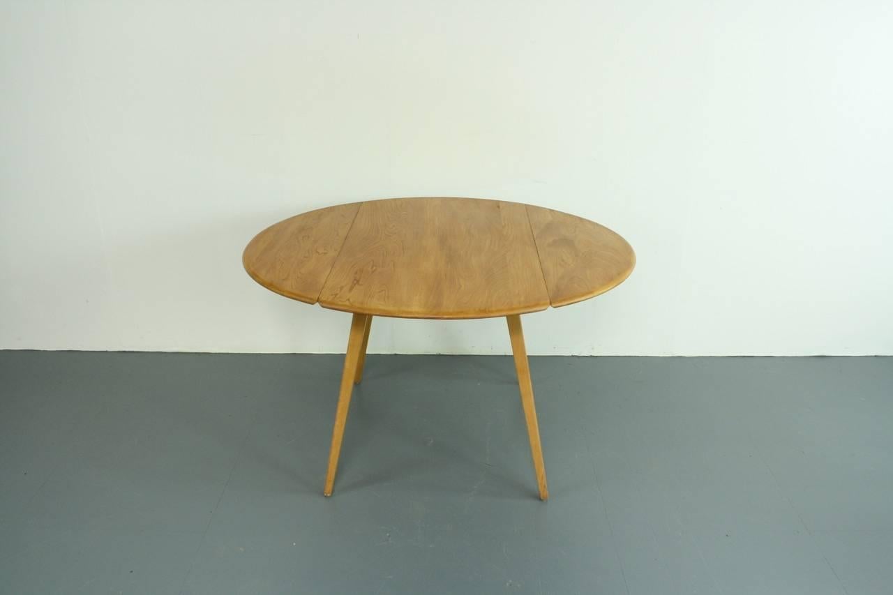 English Vintage Midcentury Ercol Drop-Leaf Dining Table For Sale