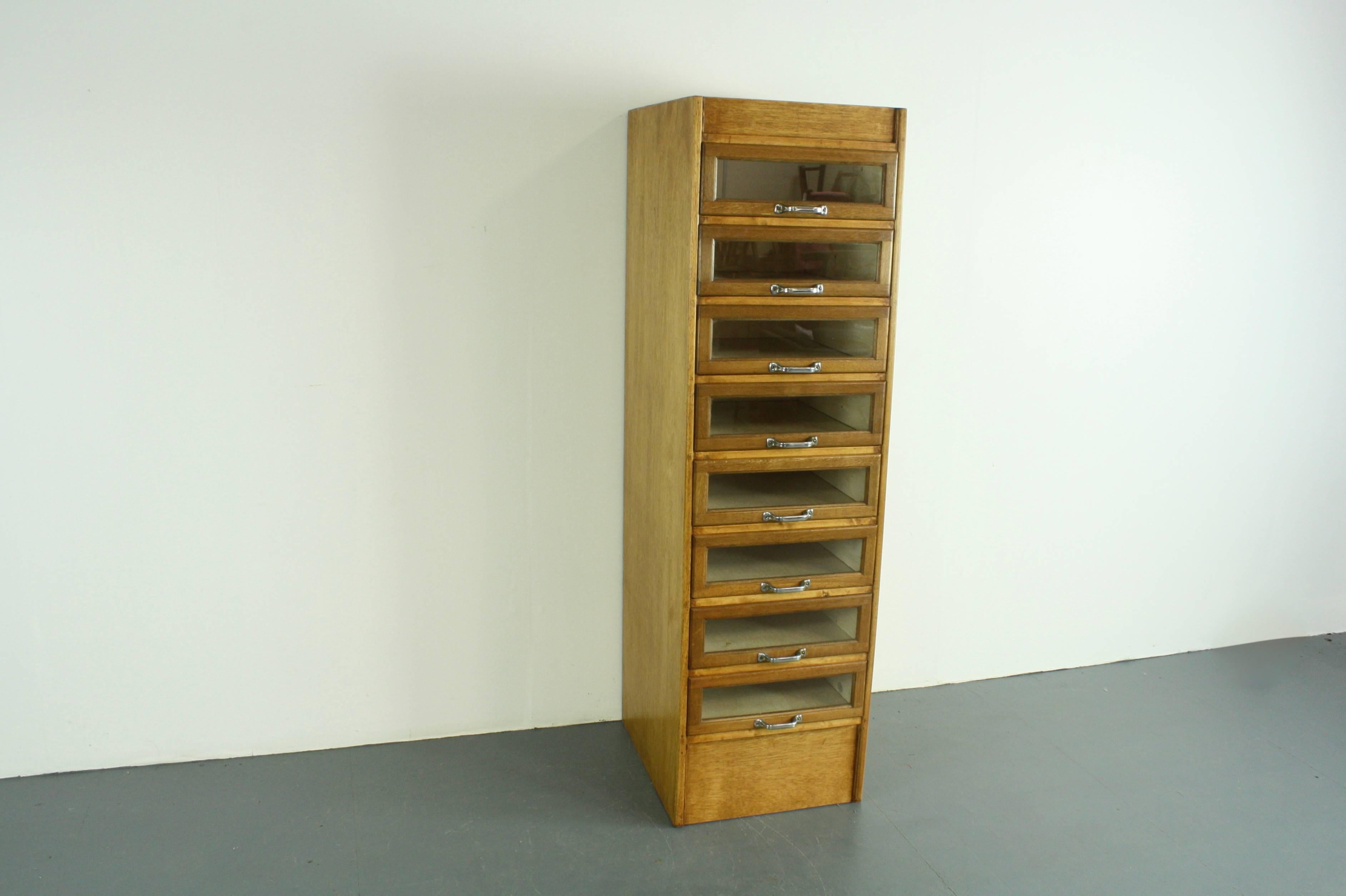 Oak Eight-Drawer Midcentury British Haberdashery Cabinet For Sale