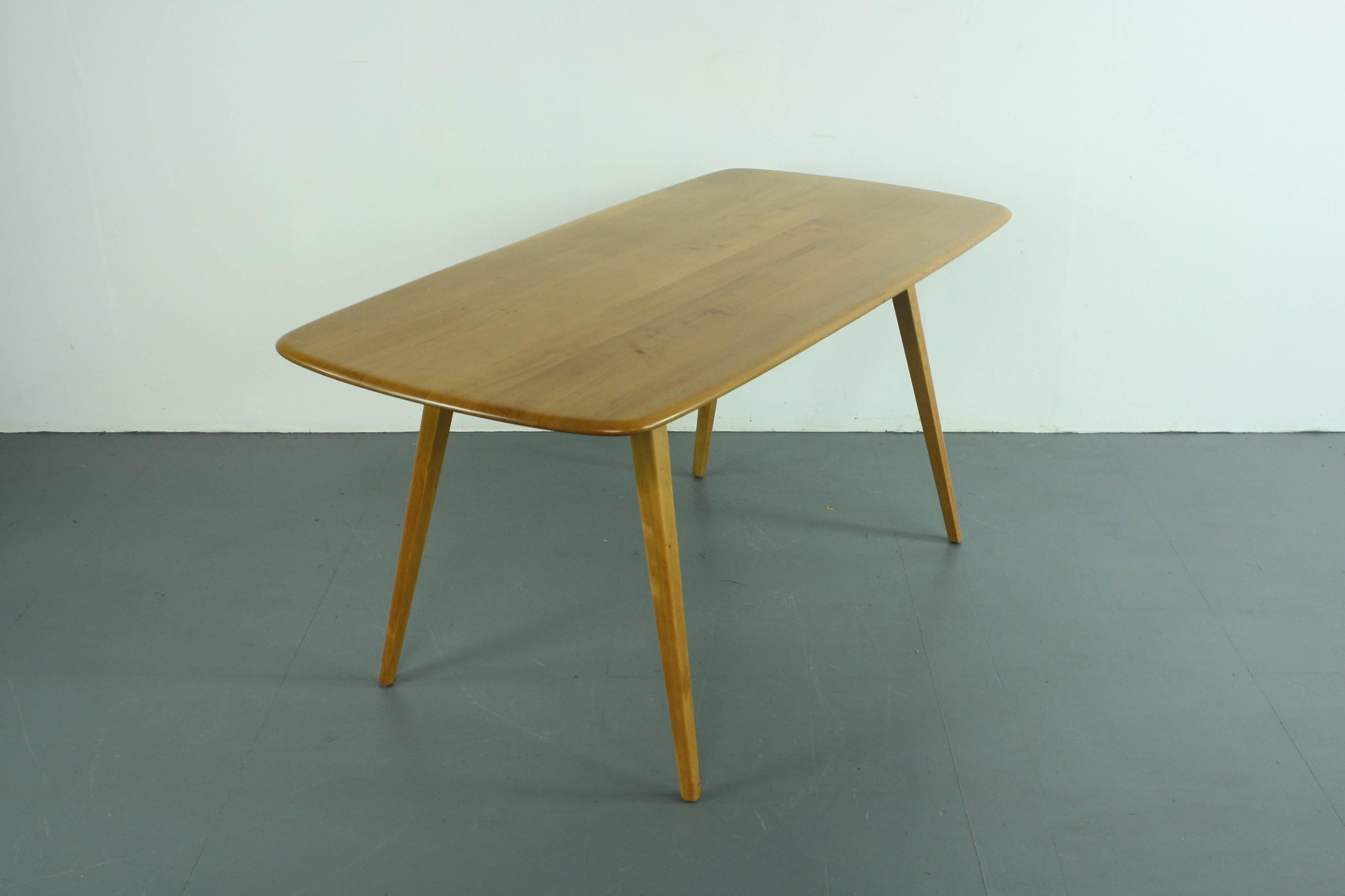 English Vintage Midcentury British Ercol Plank Dining Table For Sale