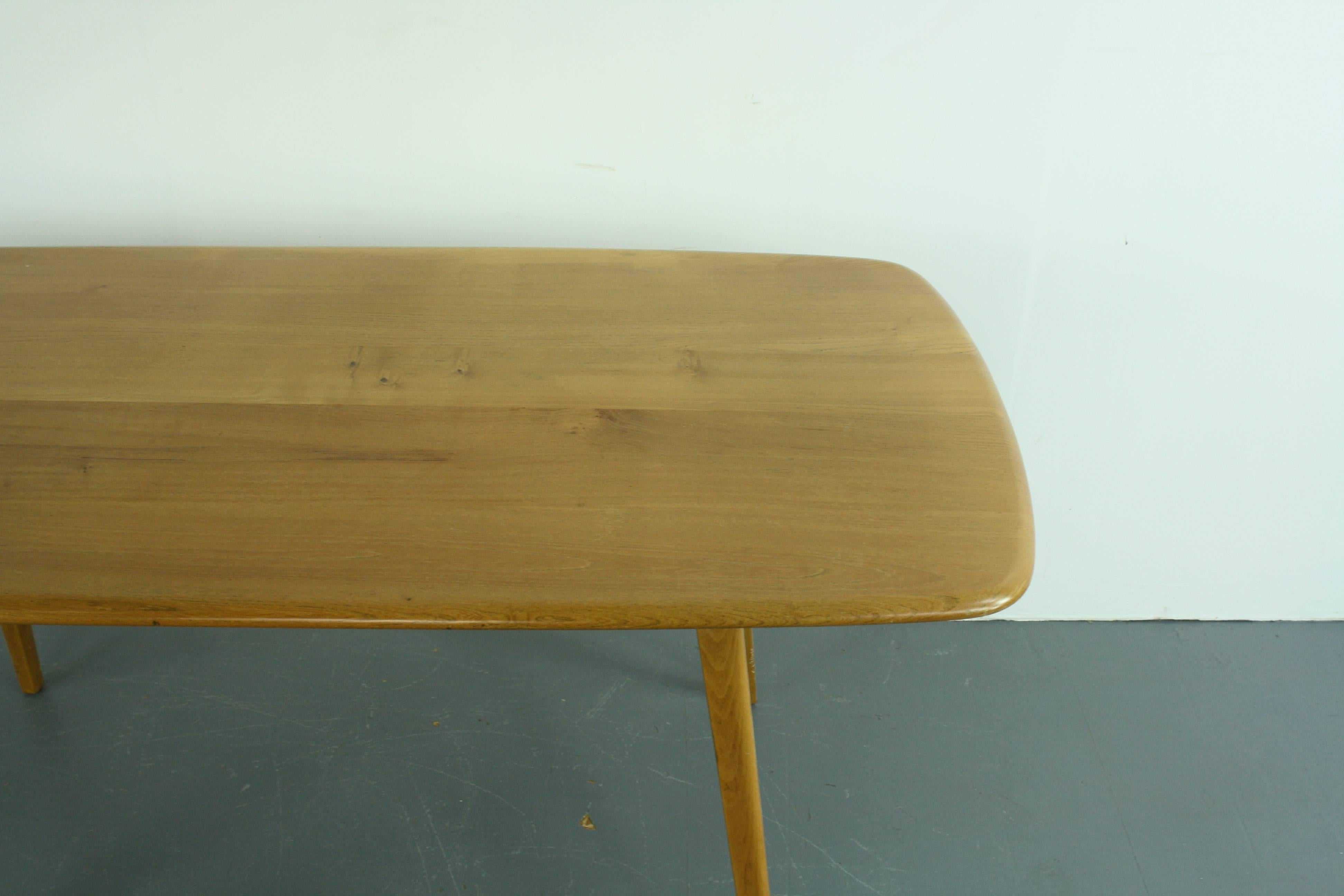 20th Century Vintage Midcentury British Ercol Plank Dining Table For Sale