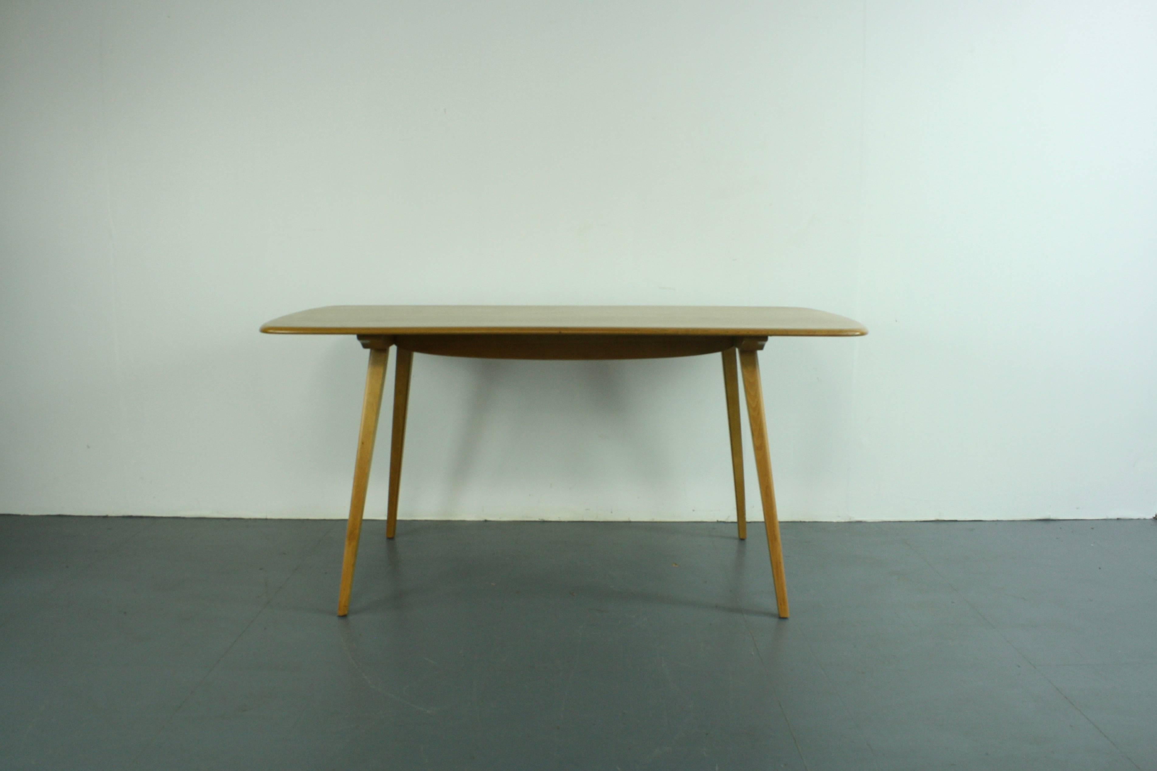 Elm Vintage Midcentury British Ercol Plank Dining Table For Sale