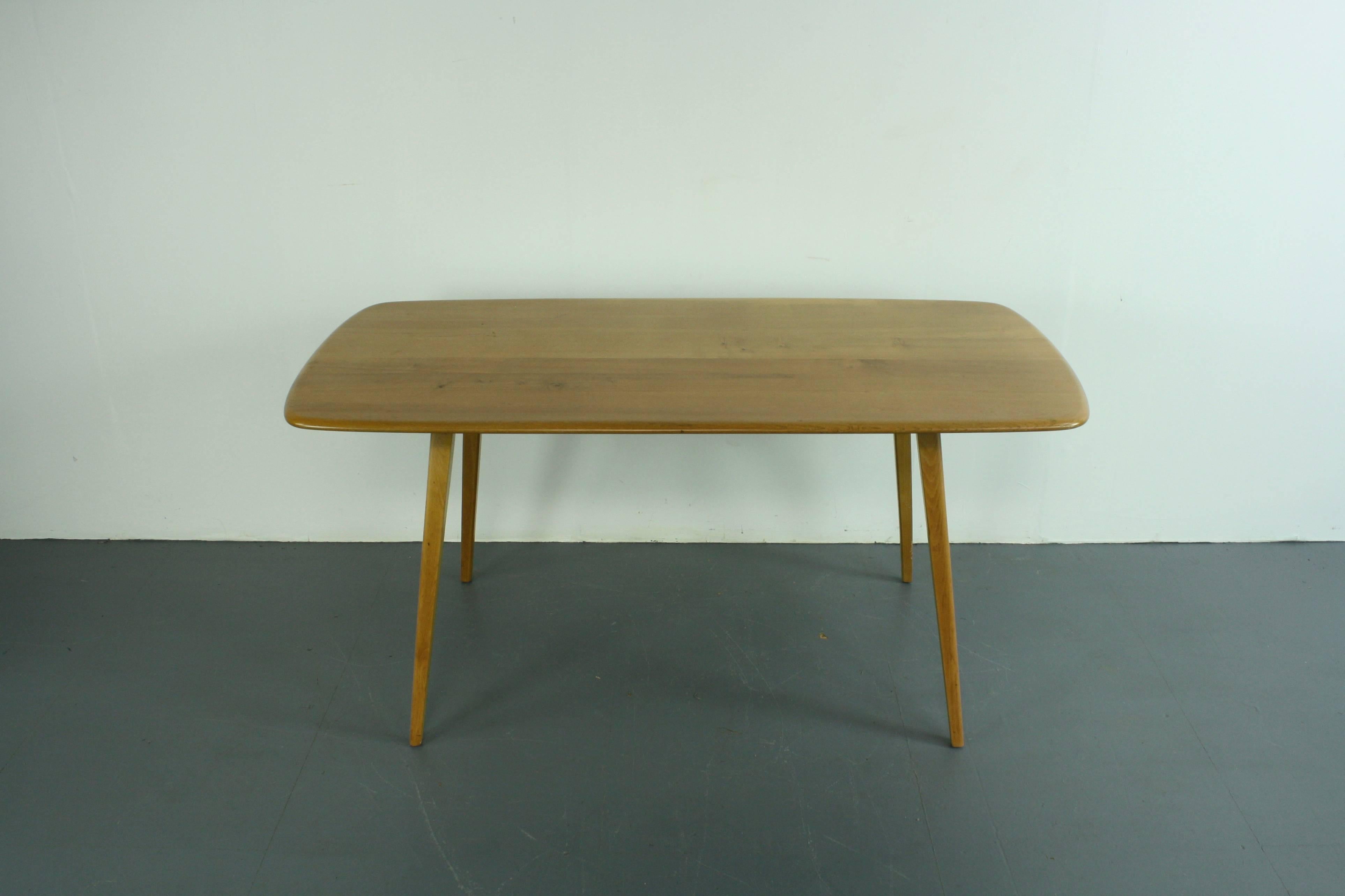 Vintage Midcentury British Ercol Plank Dining Table For Sale 1