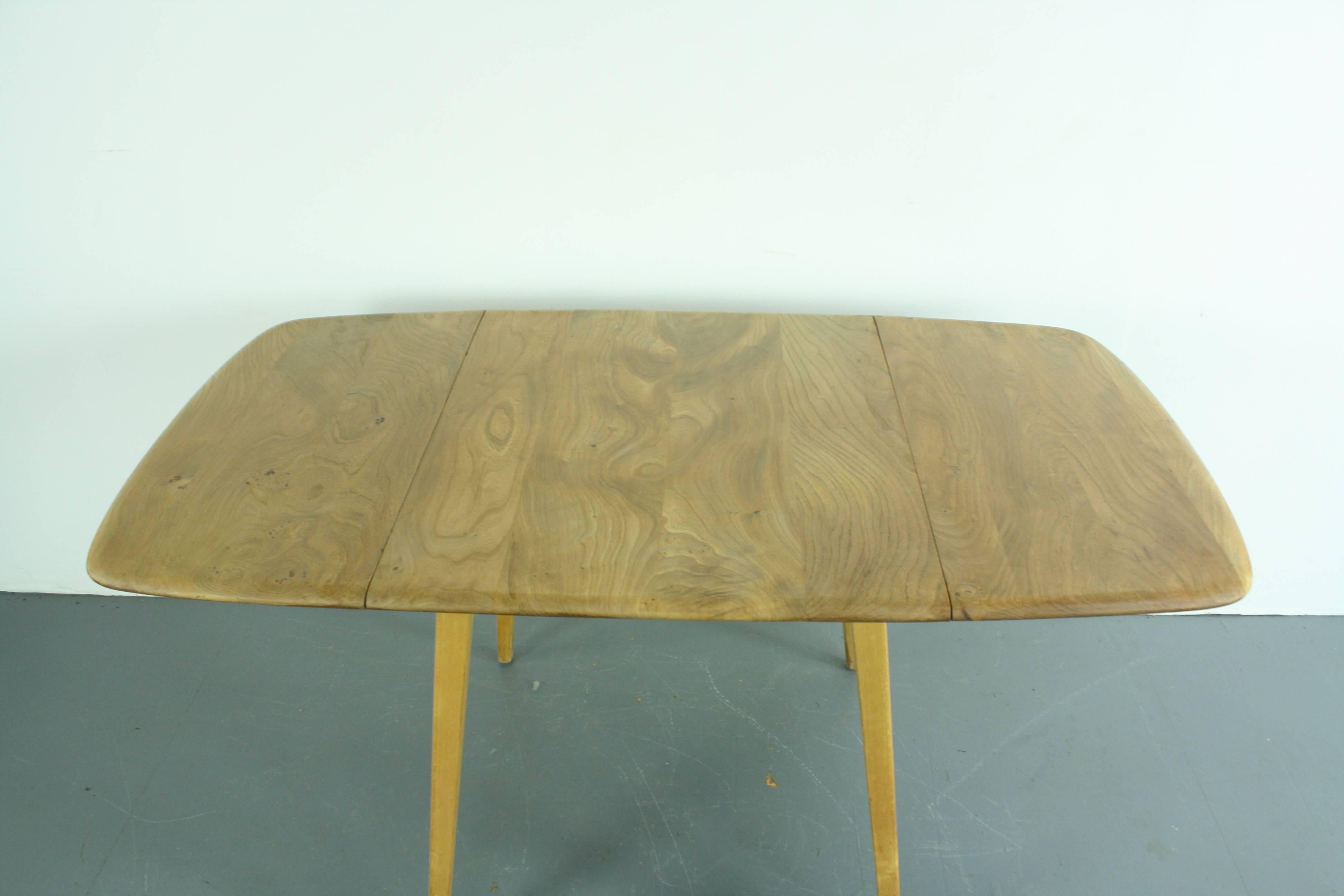 20th Century Vintage Midcentury Ercol Drop-Leaf Dining Table in Beech and Elm For Sale