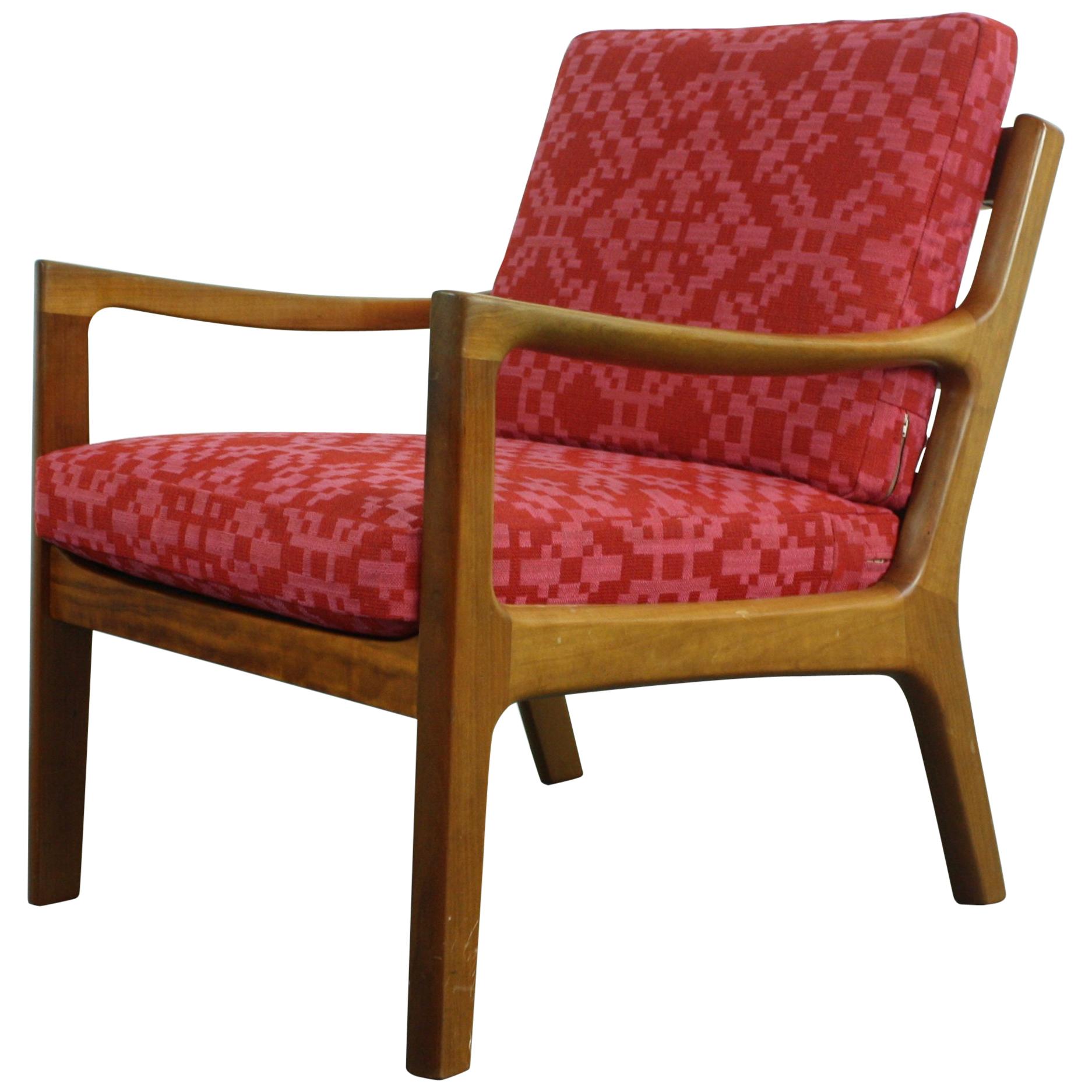 Ole Wanscher for France & Son, Denmark, 1960s Teak Lounge Chair Geo Upholstery