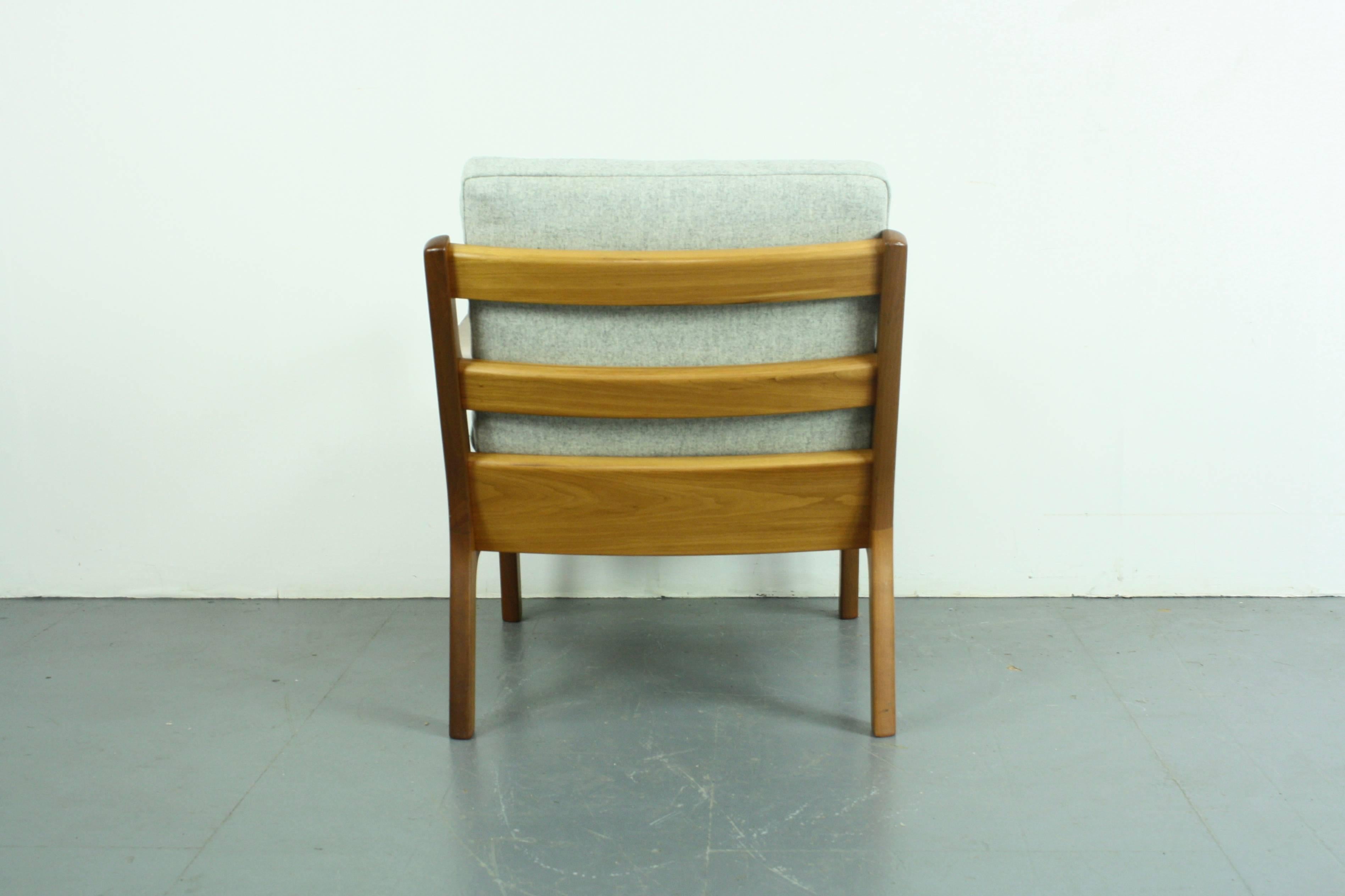 Wool Ole Wanscher for France & Son Denmark 1960s Teak Lounge Chair Grey Upholstery For Sale