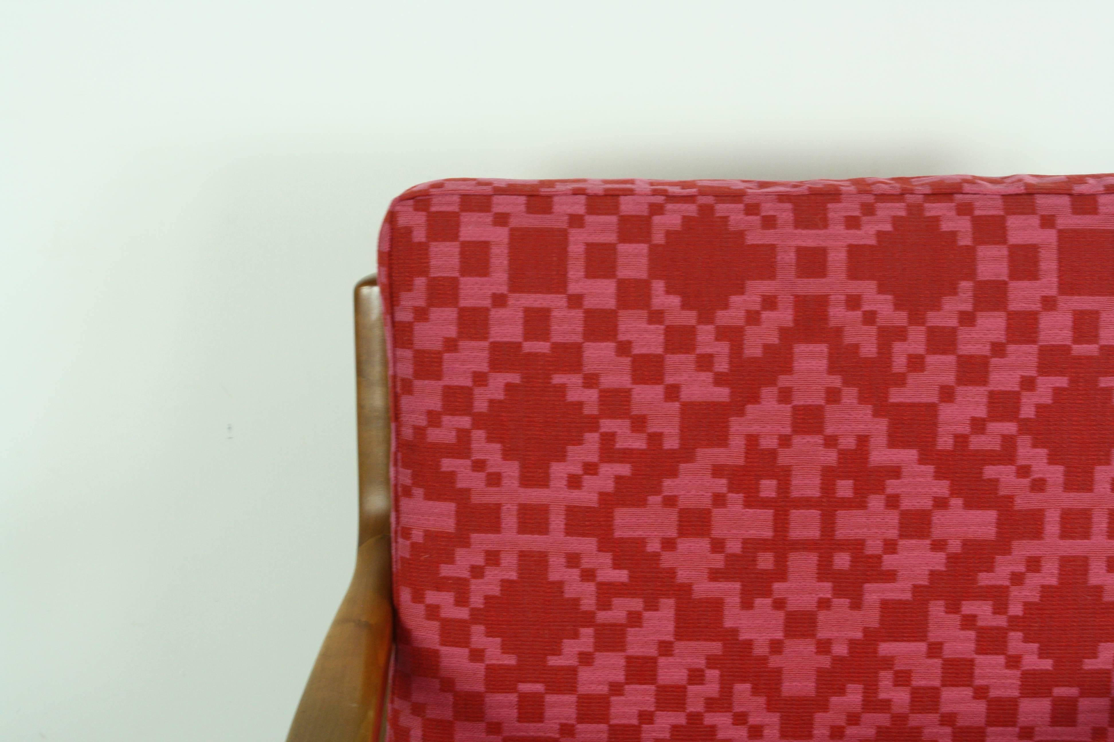 Danish Ole Wanscher for France & Son, Denmark, 1960s Teak Lounge Chair Geo Upholstery For Sale