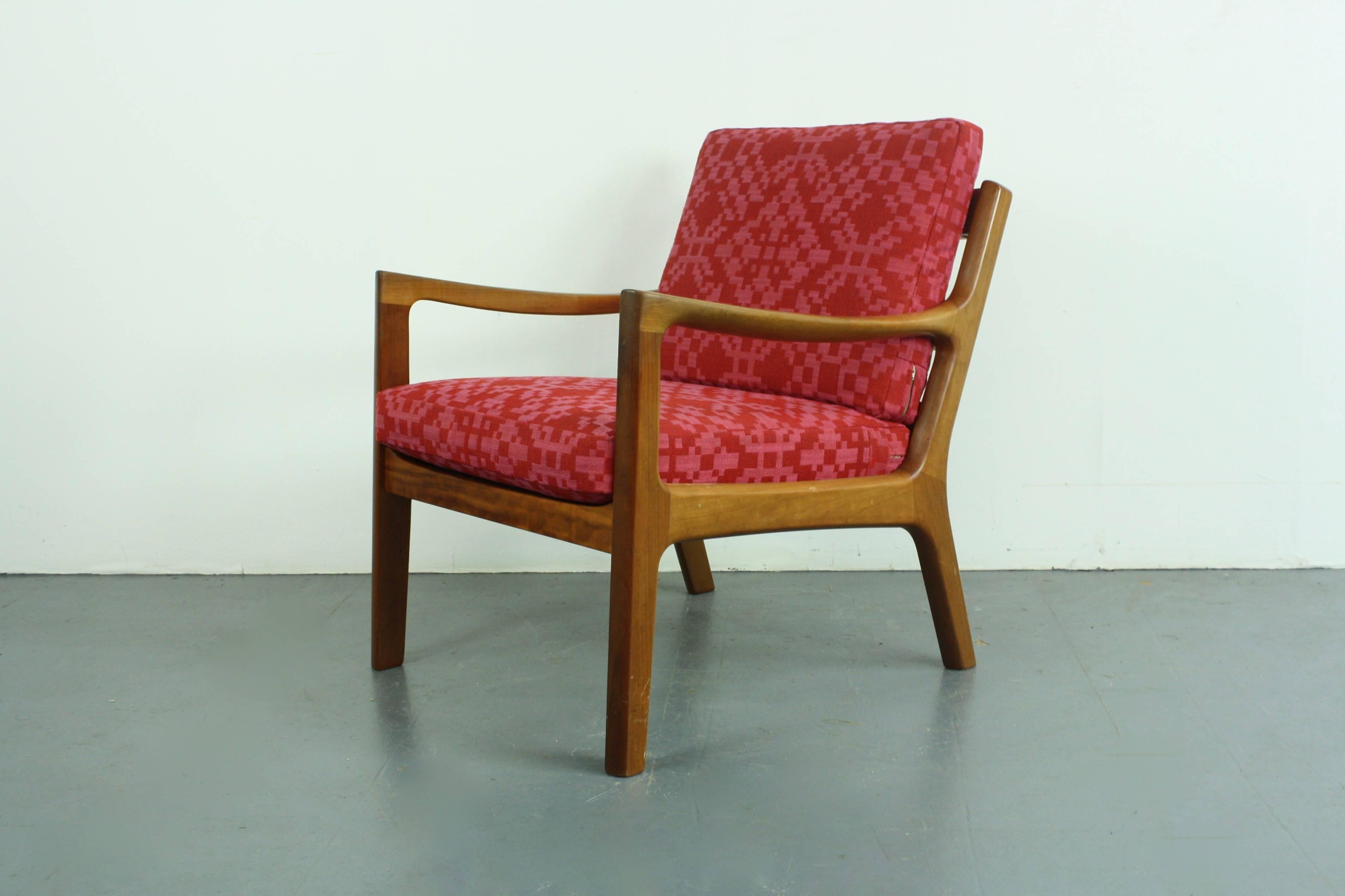 Ole Wanscher for France & Son, Denmark, 1960s Teak Lounge Chair Geo Upholstery In Good Condition For Sale In Lewes, East Sussex
