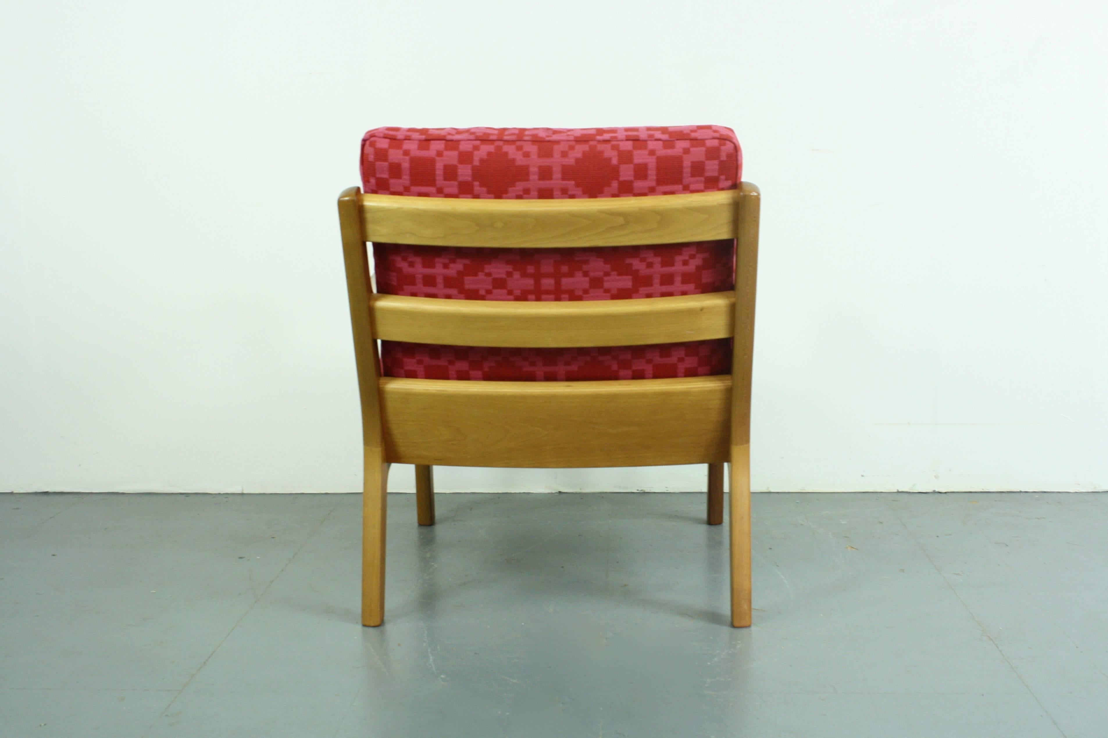 Wool Ole Wanscher for France & Son, Denmark, 1960s Teak Lounge Chair Geo Upholstery For Sale