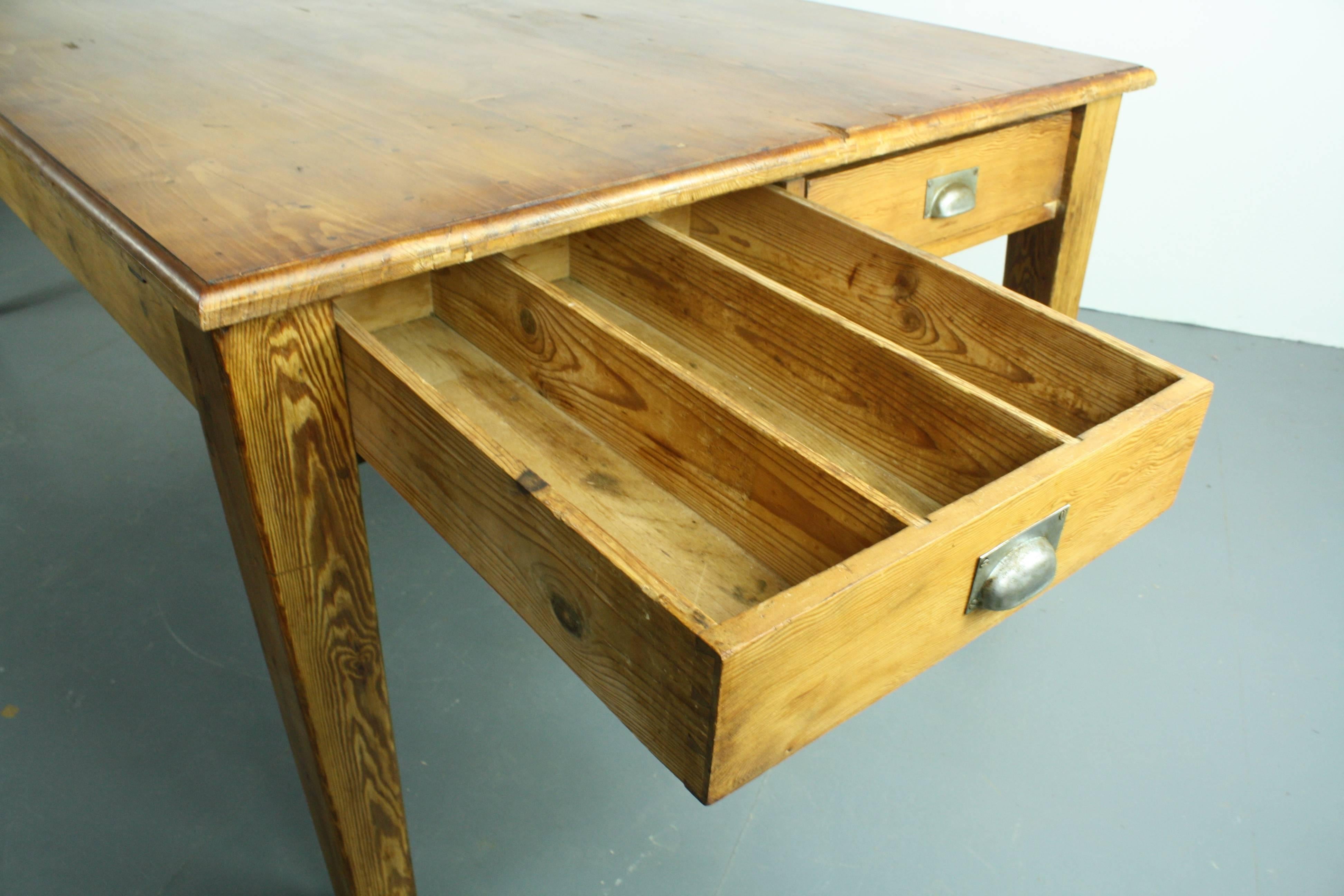 Large Italian Pine Prep Kitchen Table For Sale 1