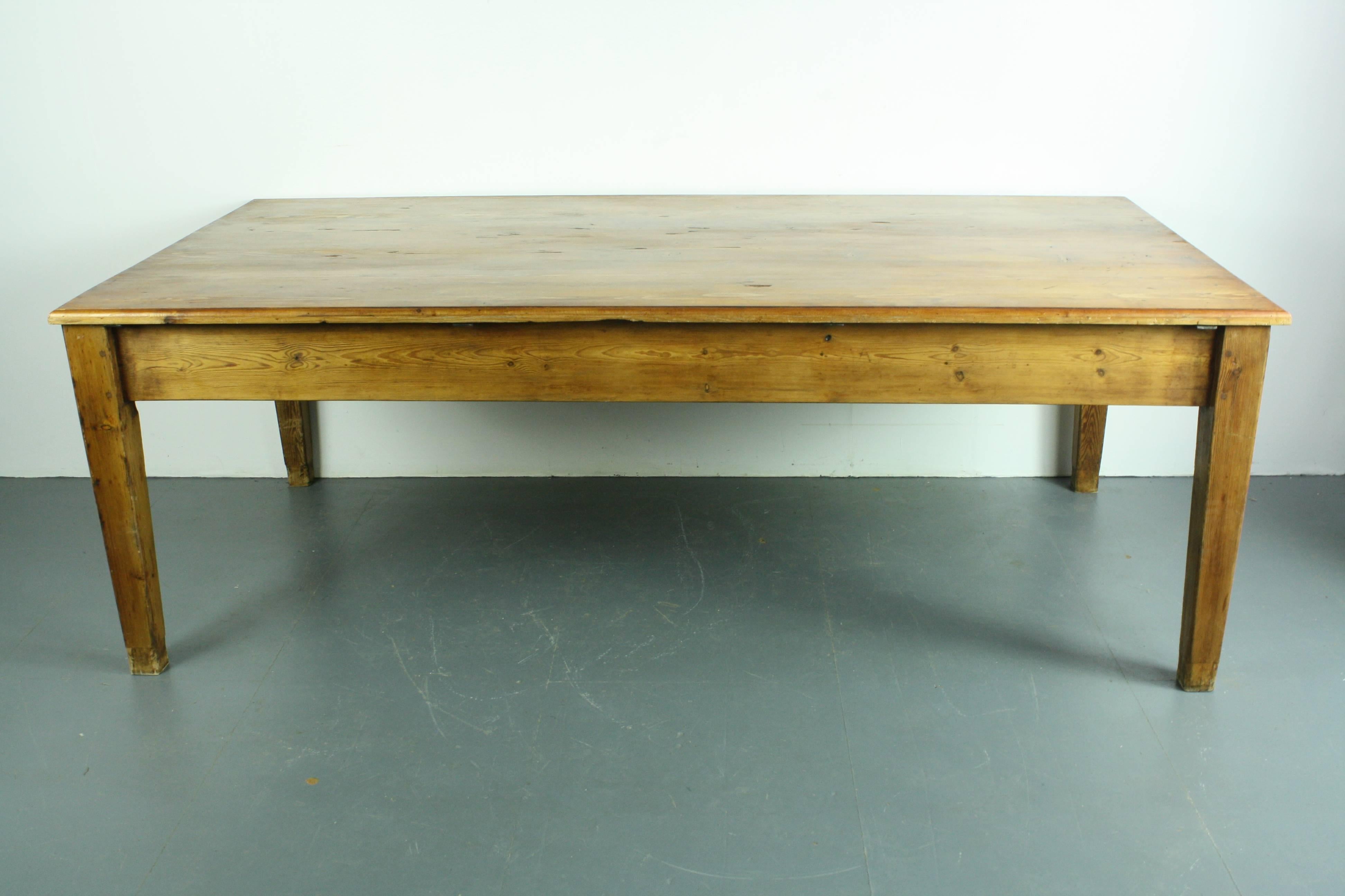 Large Italian Pine Prep Kitchen Table For Sale 3