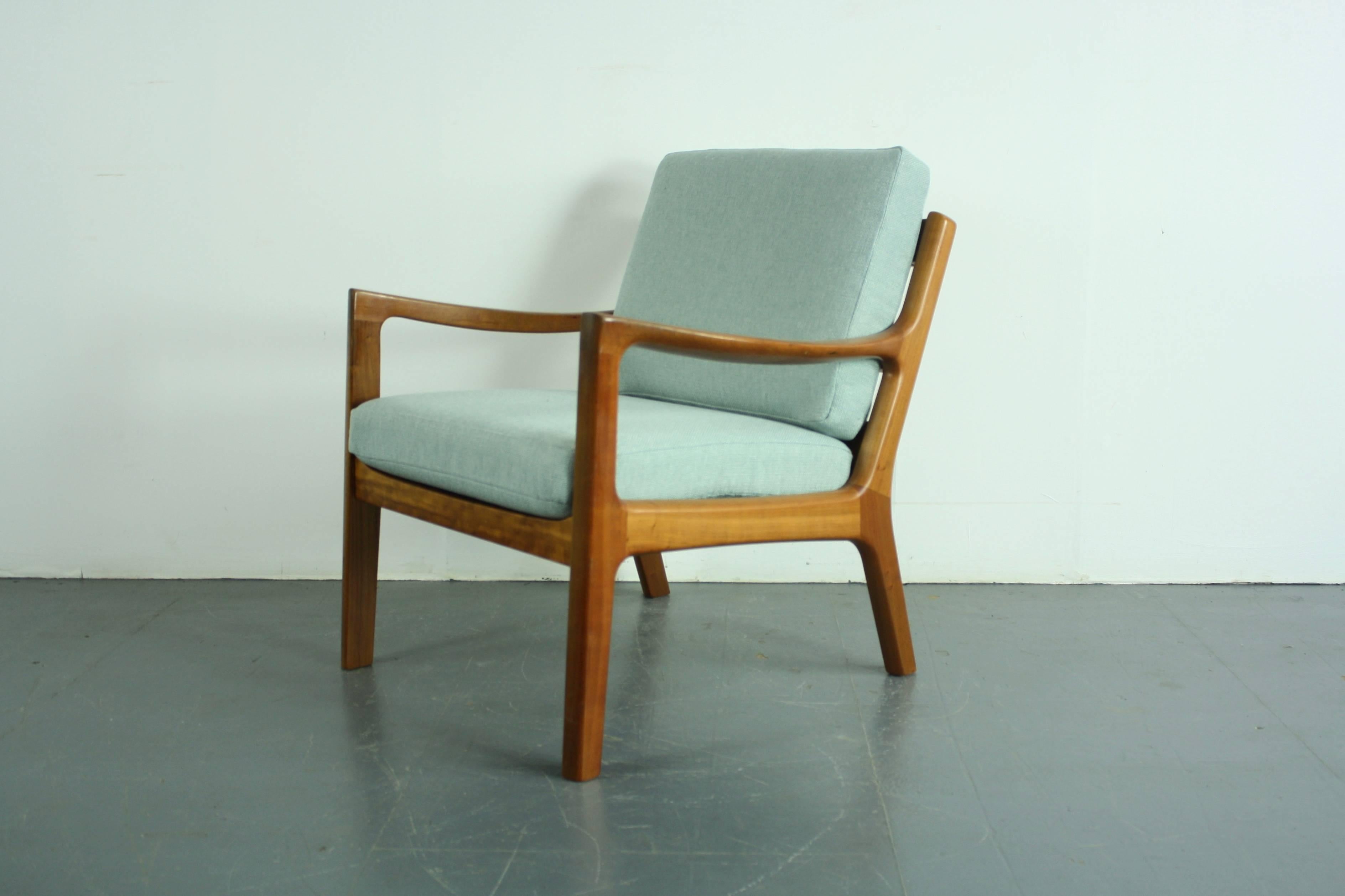Ole Wanscher France & Son Denmark 1960s Teak Lounge Chair, Duck Egg Upholstery In Good Condition In Lewes, East Sussex