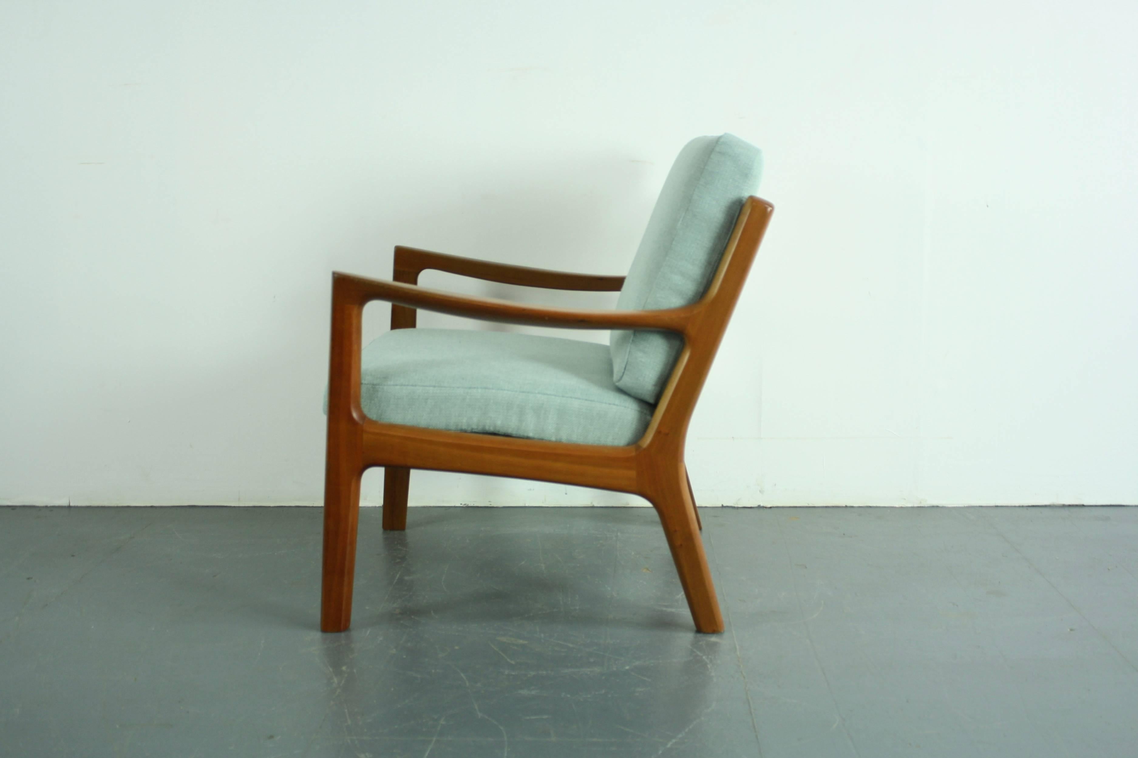 20th Century Ole Wanscher France & Son Denmark 1960s Teak Lounge Chair, Duck Egg Upholstery