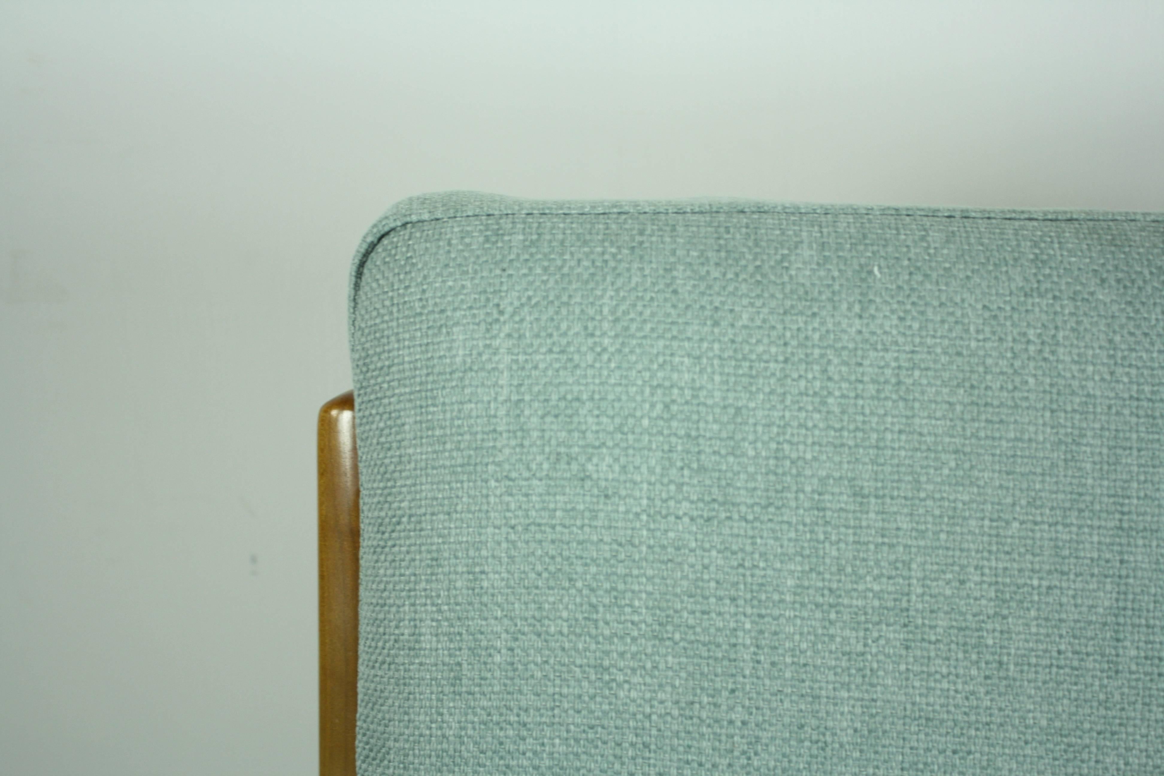 Ole Wanscher France & Son Denmark 1960s Teak Lounge Chair, Duck Egg Upholstery 1