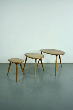 Vintage 1960s Ercol Nest of Blonde "Pebble" Coffee Tables