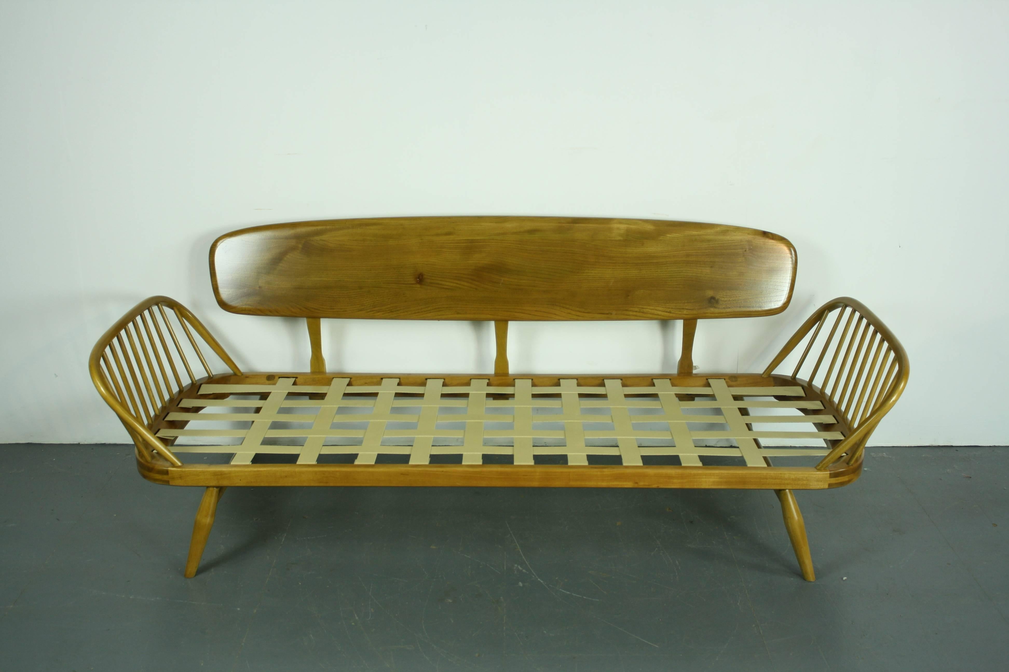 20th Century Vintage Ercol 355 Studio Couch Sofa Bed in Beech with Green Upholstery