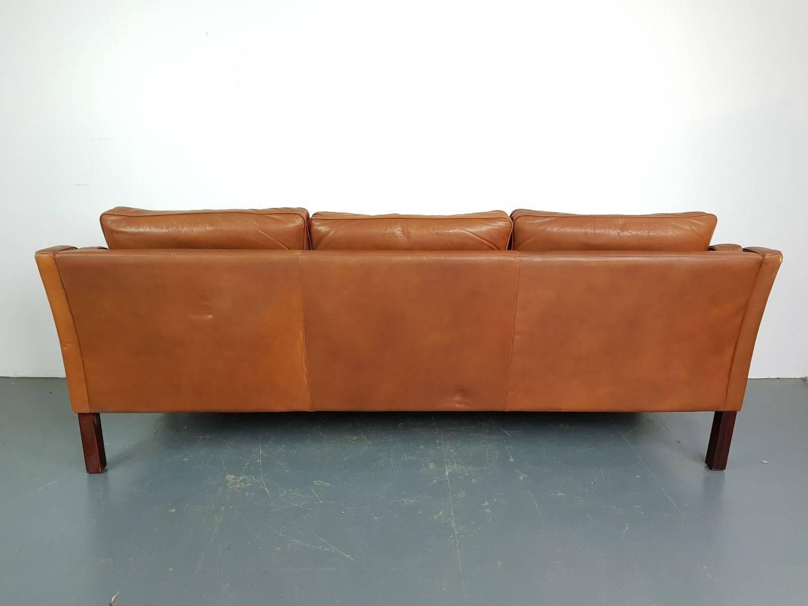 Vintage Midcentury Danish Mogensen Style Three-Seat Sofa  In Good Condition For Sale In Lewes, East Sussex