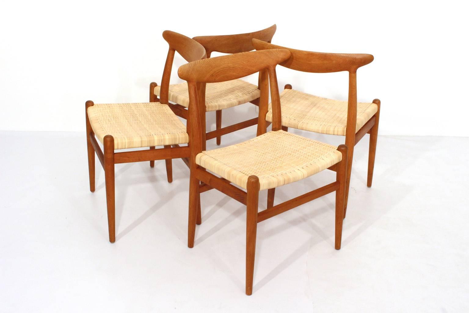 Danish Hans Wegner, Set of Four Chairs, Model W2 For Sale