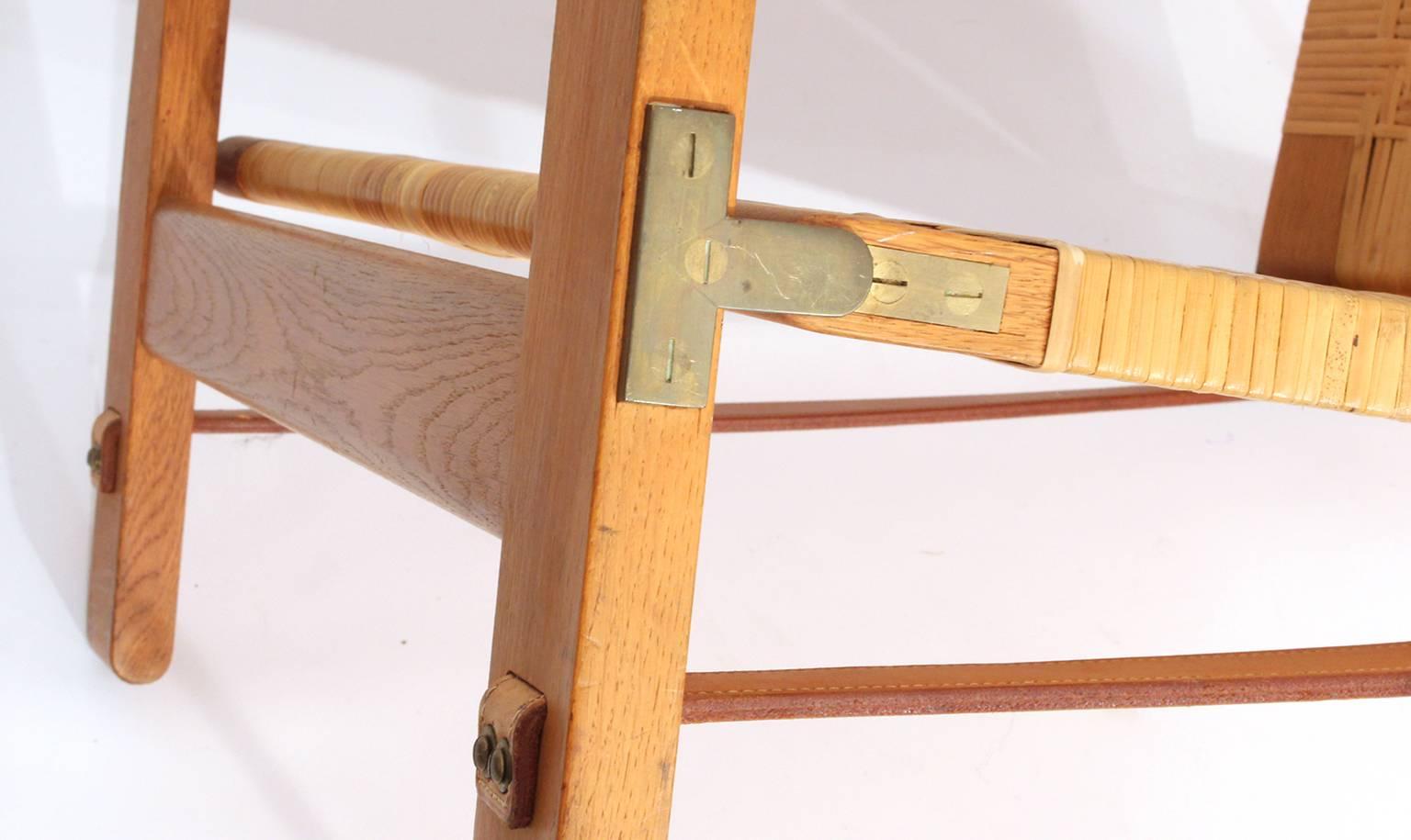 Woven Extremely Rare Børge Mogensen Hunting Chair by Cabinetmaker Erhard Rasmussen For Sale