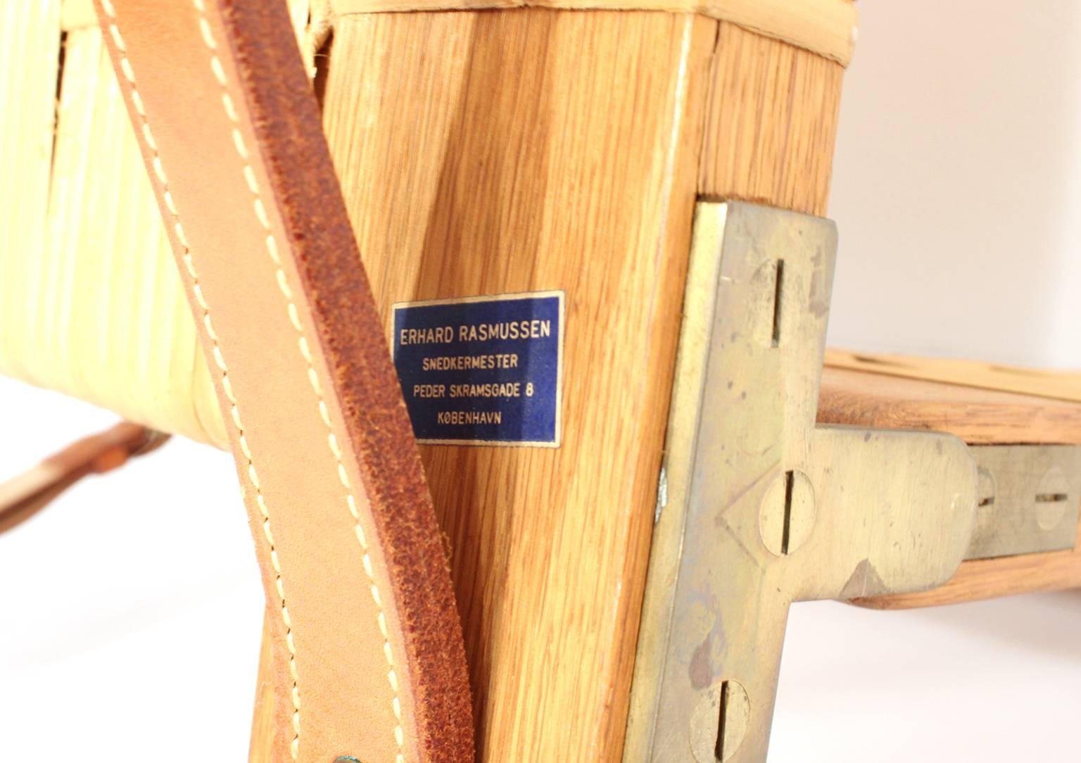 Extremely Rare Børge Mogensen Hunting Chair by Cabinetmaker Erhard Rasmussen For Sale 1