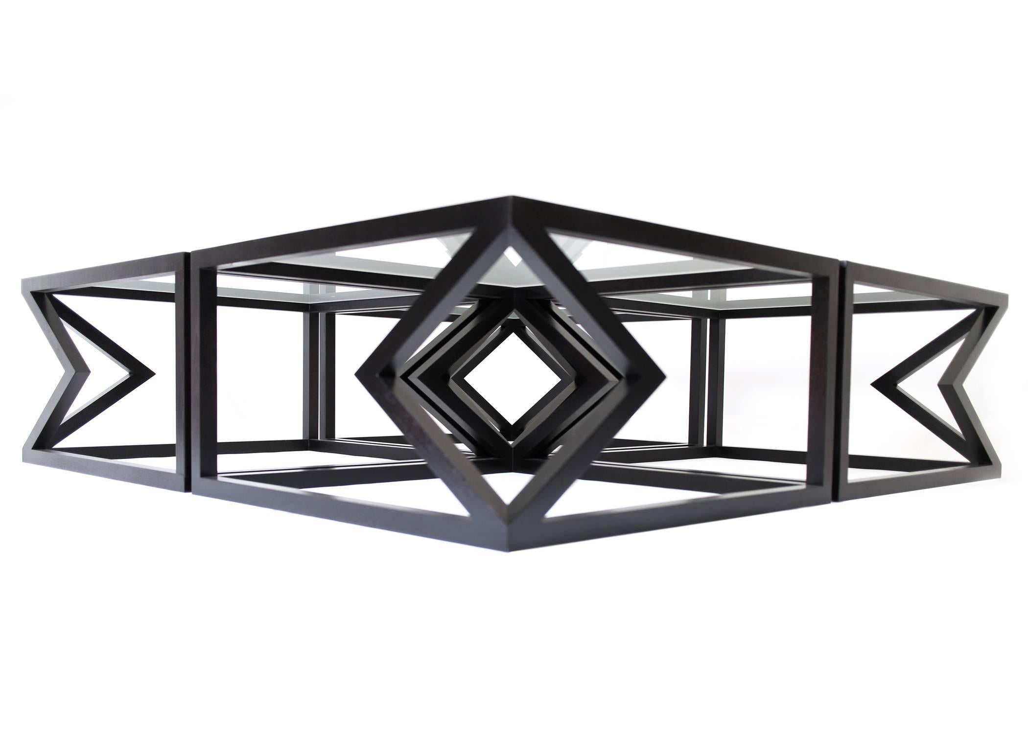 Moderne Table à cocktail contemporaine en acier Quad Diamonds, par Alex Drew & No One, 2015 en vente