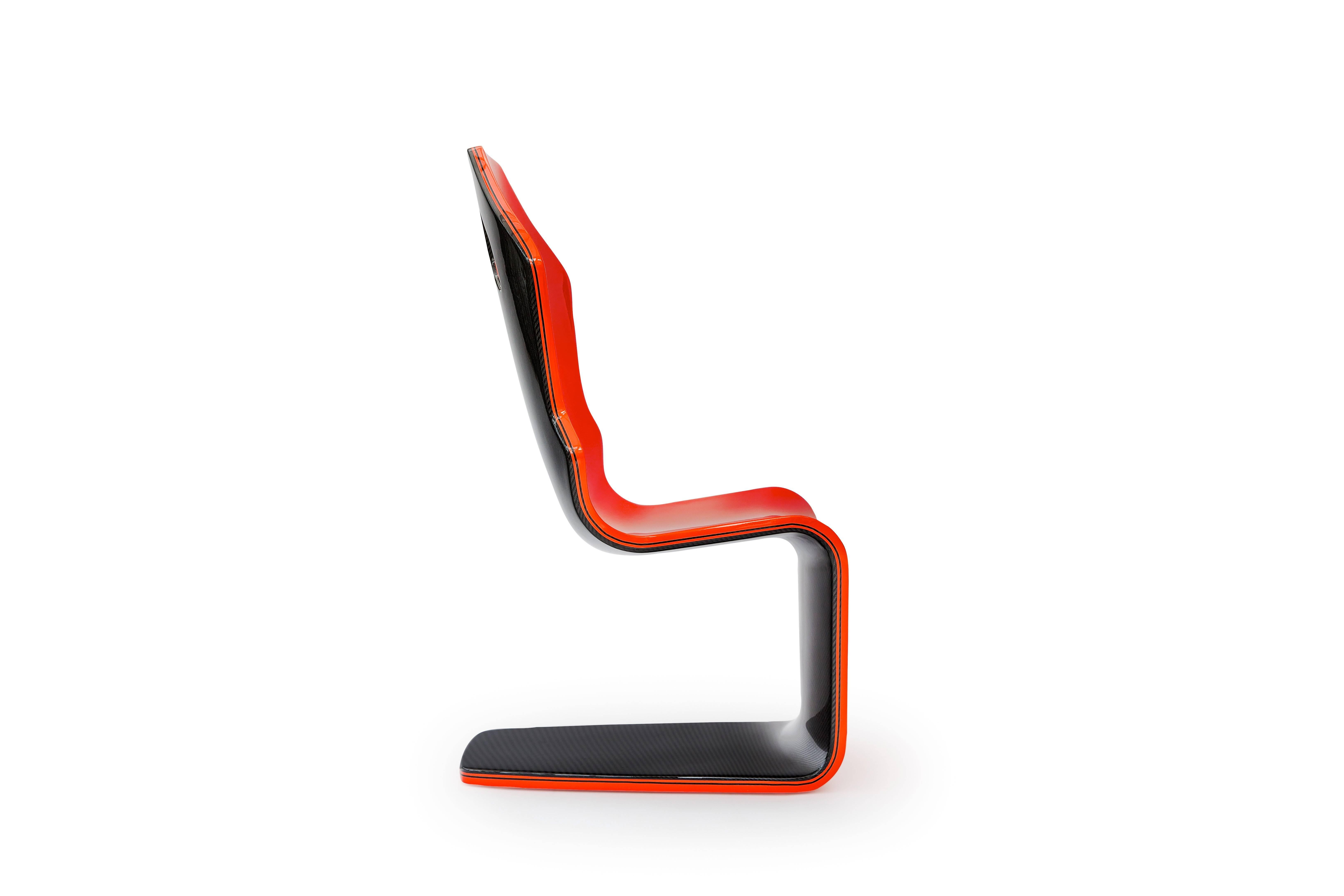 Modern F1 Carbon Fiber Lounge One of a Kind Limited Edition in Rosso by Philip Caggiano For Sale