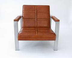 Daytona Lounge Chair "One of a Kind" in Whisky and Aluminum by Philip Caggiano