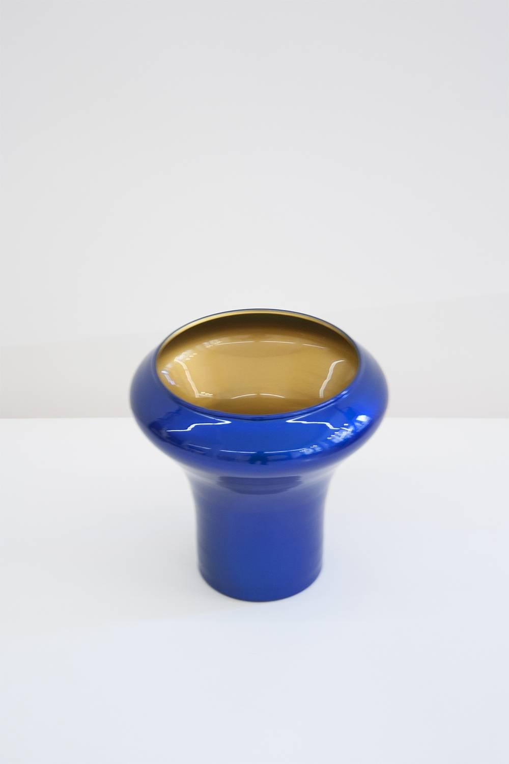 Glass Vases Handblown Lacquered Philippe Cramer In Good Condition For Sale In Geneva, CH