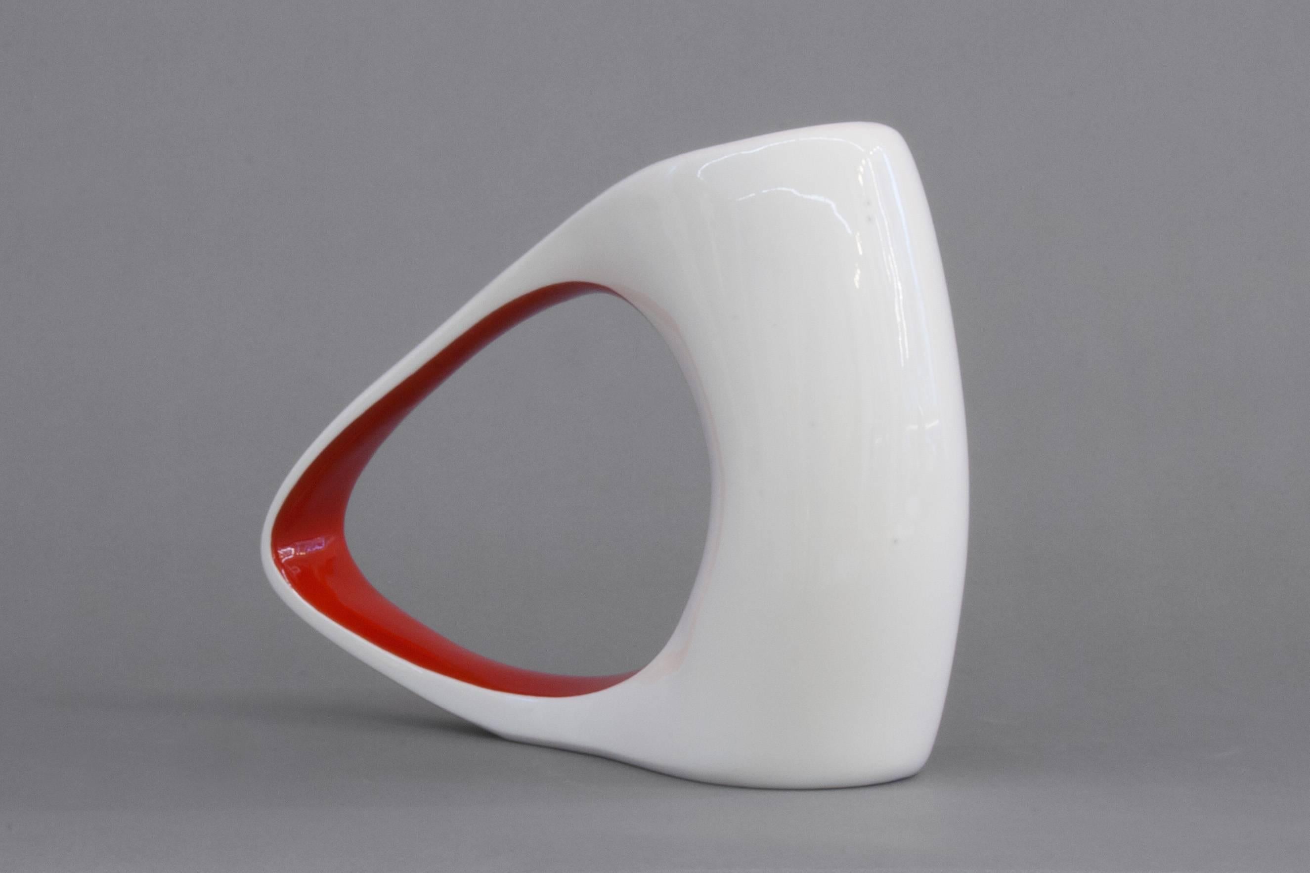 Contemporary Sils, Porcelain Vase with Red Enamel by Philippe Cramer For Sale