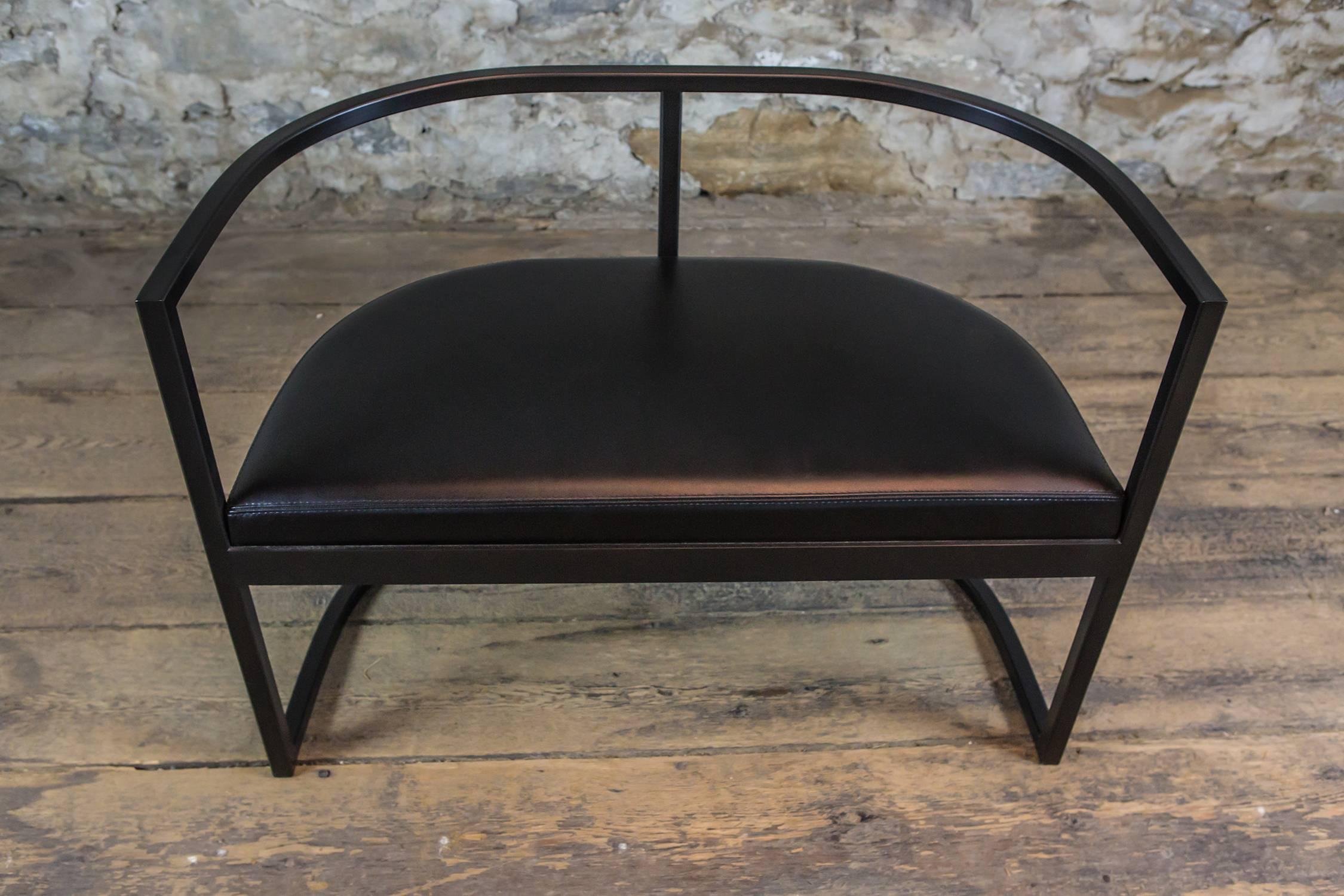 Kingston Chair, Black Lacquered Steel with Black Leather Seat For Sale 2