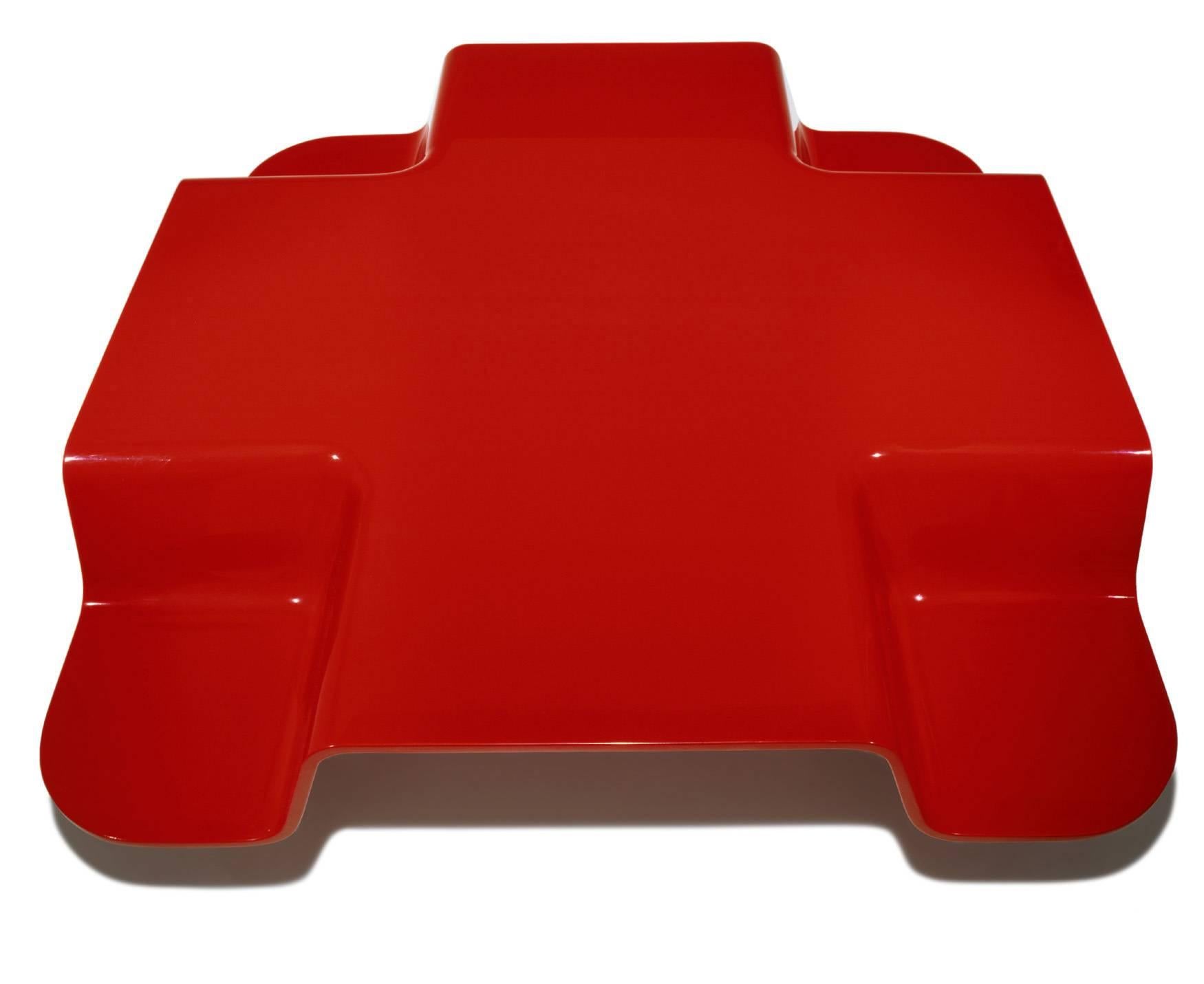 Automotive Paint Fiberglass Table, Hand Molded and Painted in Ferrari Red Lacquer, Contemporary For Sale