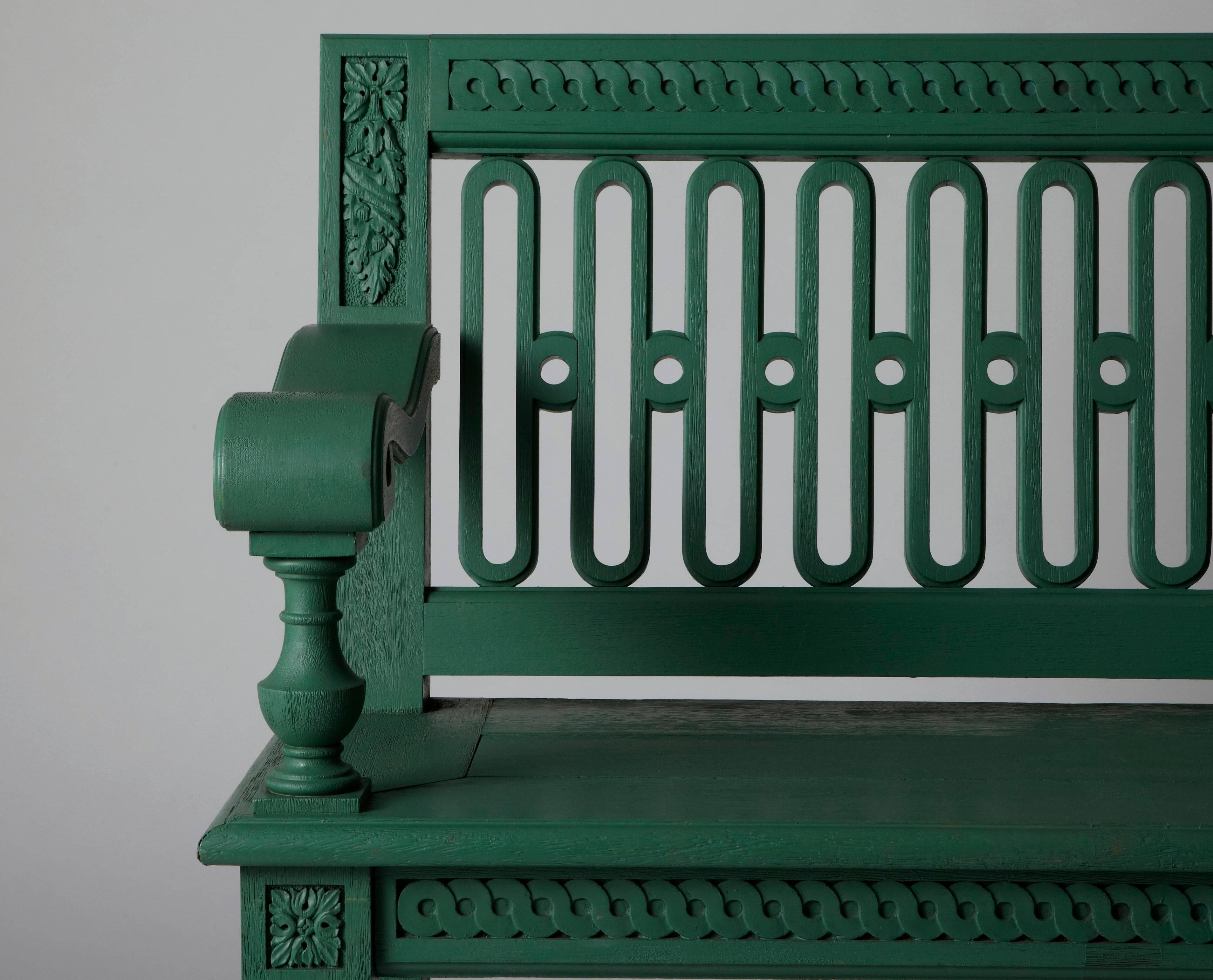 The benches are designed by Pierre-André Lablaude, according to the original prints from the 17th century. Jardins du Roi Soleil produces them under an exclusive licence contract with the Château de Versailles. The benches are traditionally made of