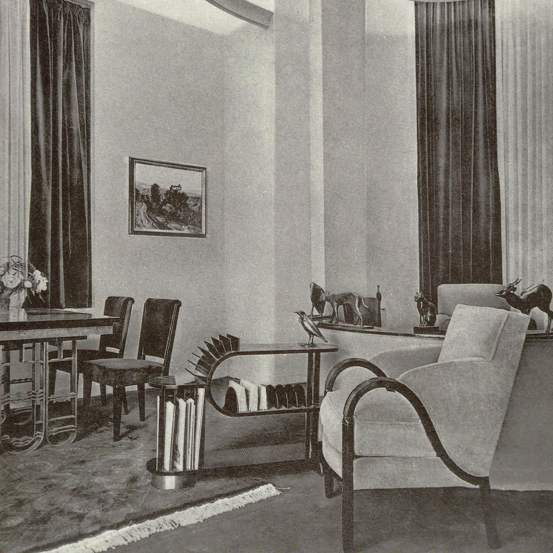 Ebonized Eugène Printz, a Rare Set of Four Chairs and Two Armchairs, circa 1933