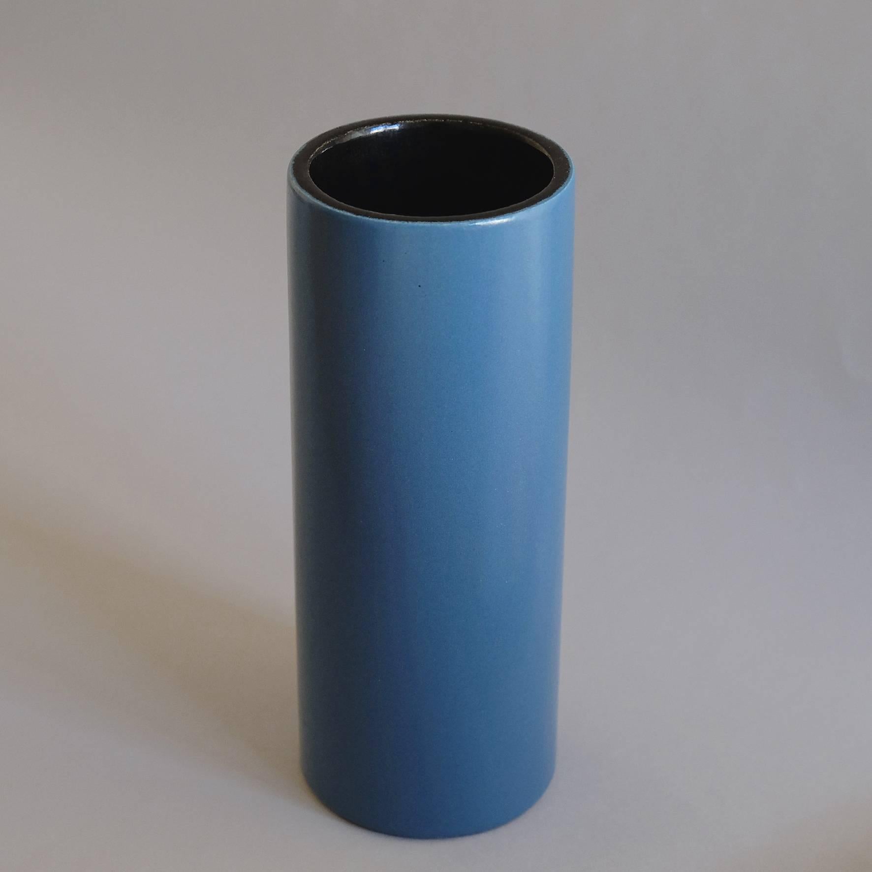Modern Georges Jouve, a Blue Cylinder Vase, circa 1960