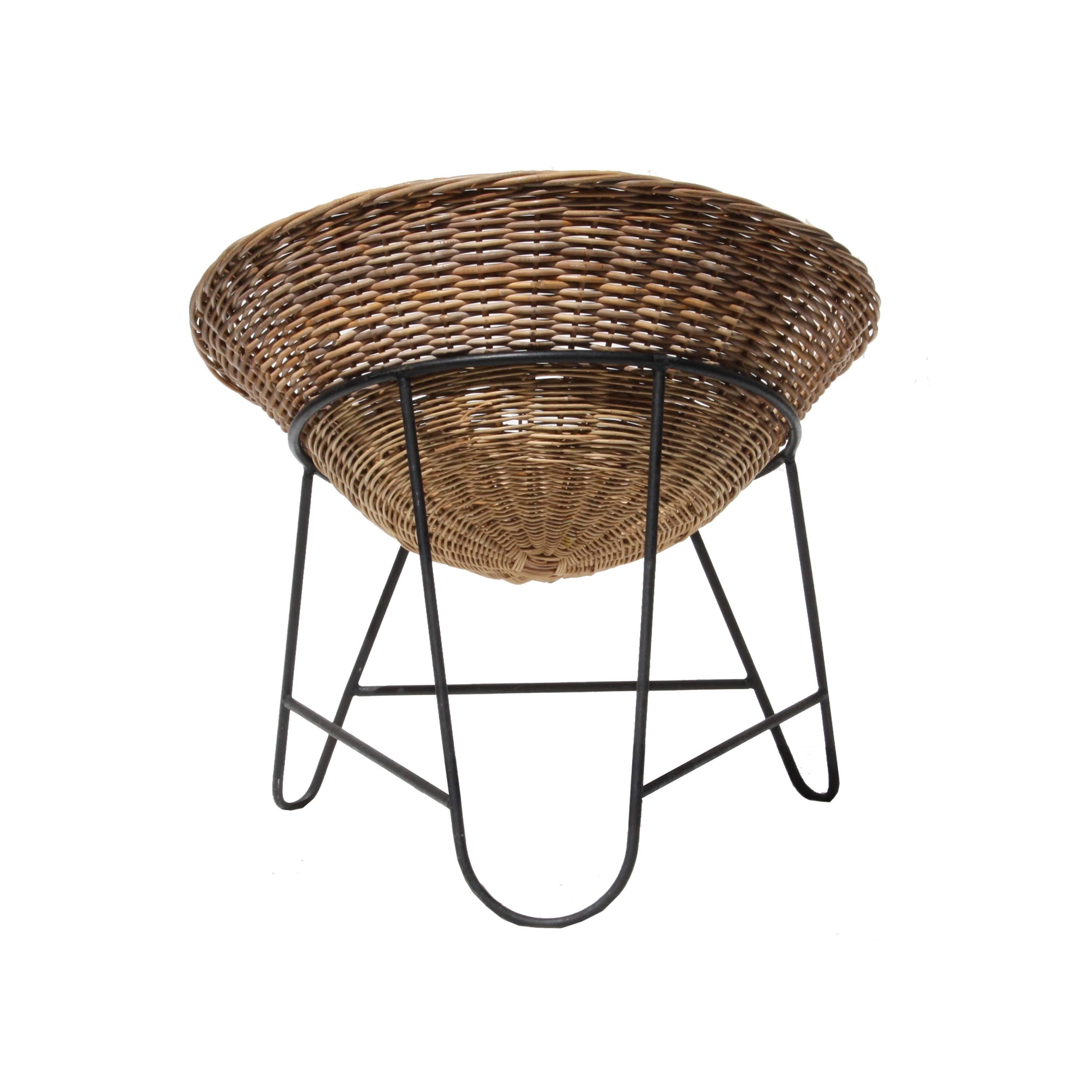 French Wicker Chair in the Style of Mathieu Matégot, France, 1950 For Sale