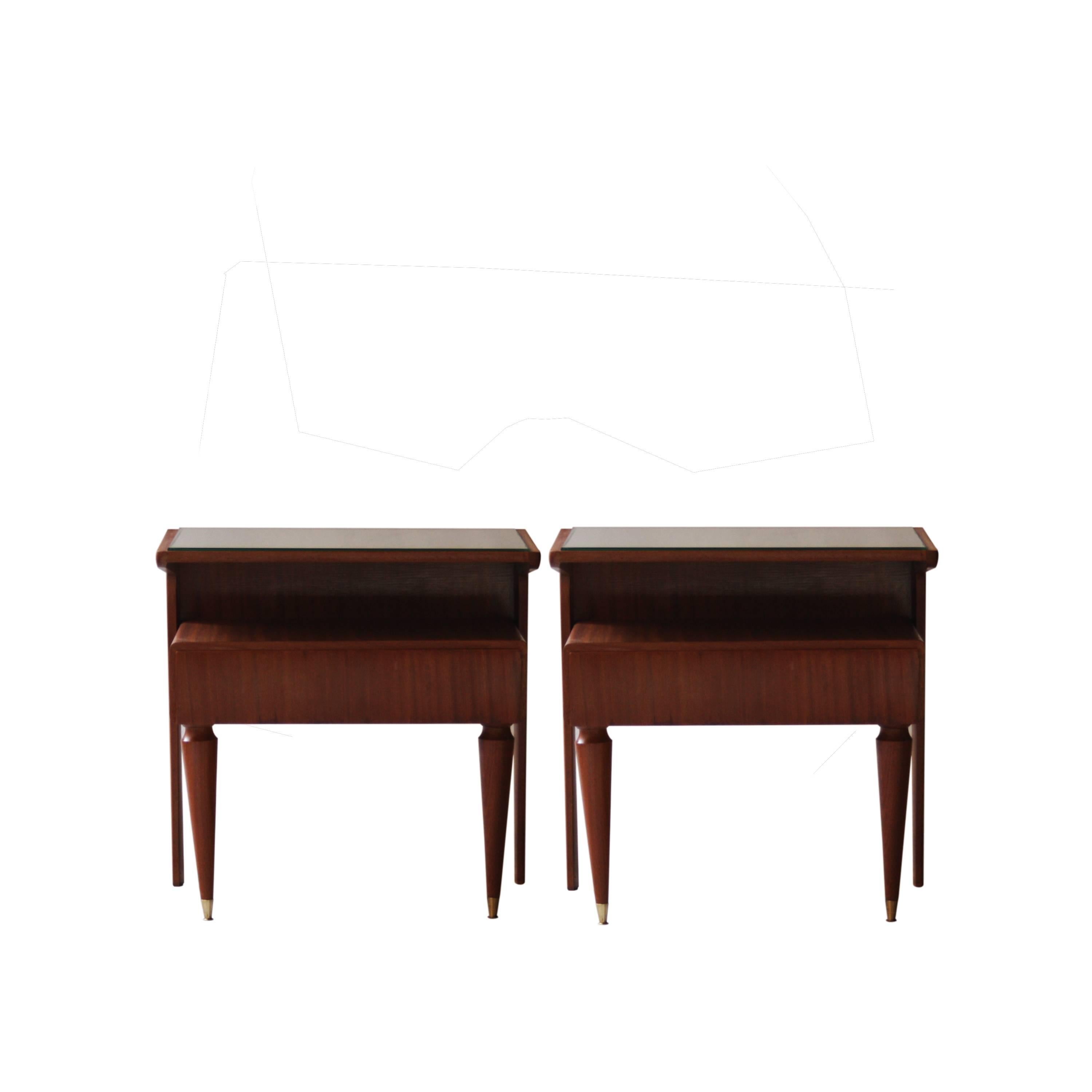 Italian Pair of Night Tables Made of Rosewood, Italy, 1950