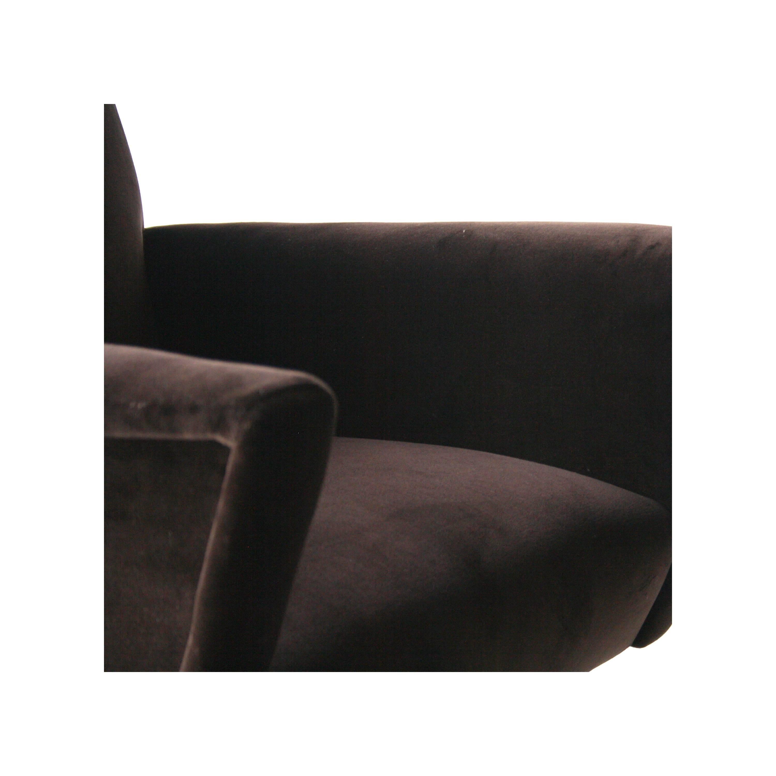 Armchair Upholstered in Brown Cotton Velvet, Italy, 1950 In Good Condition In Madrid, ES