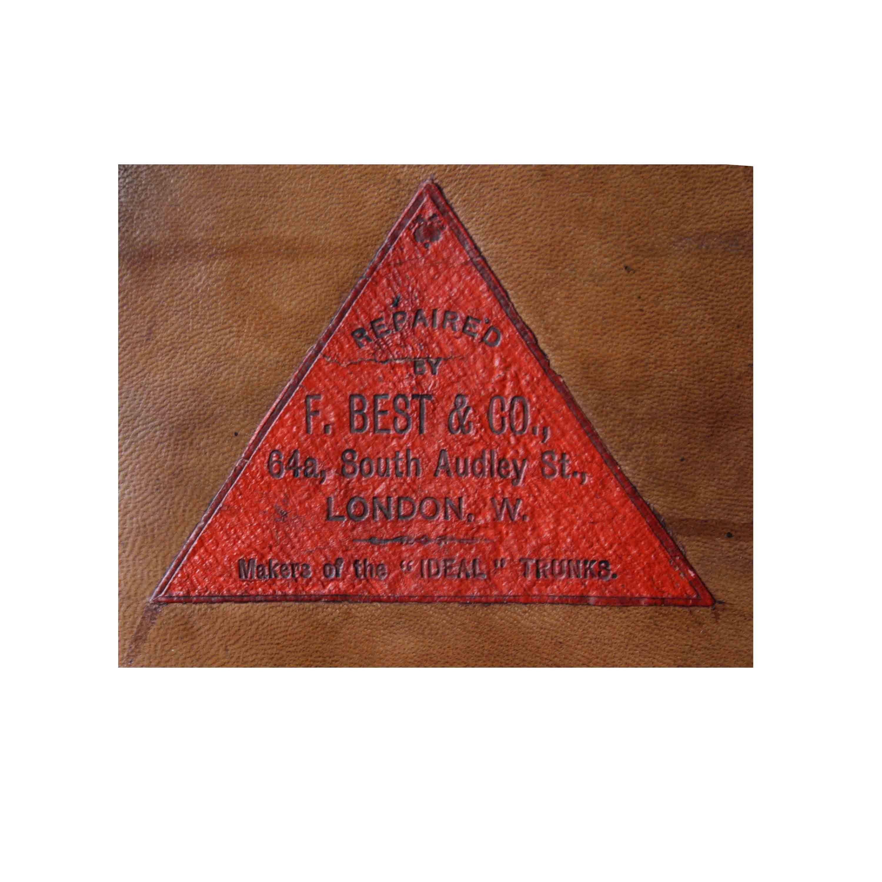 Rectangular Brown Leather English Trunk, 1930 1