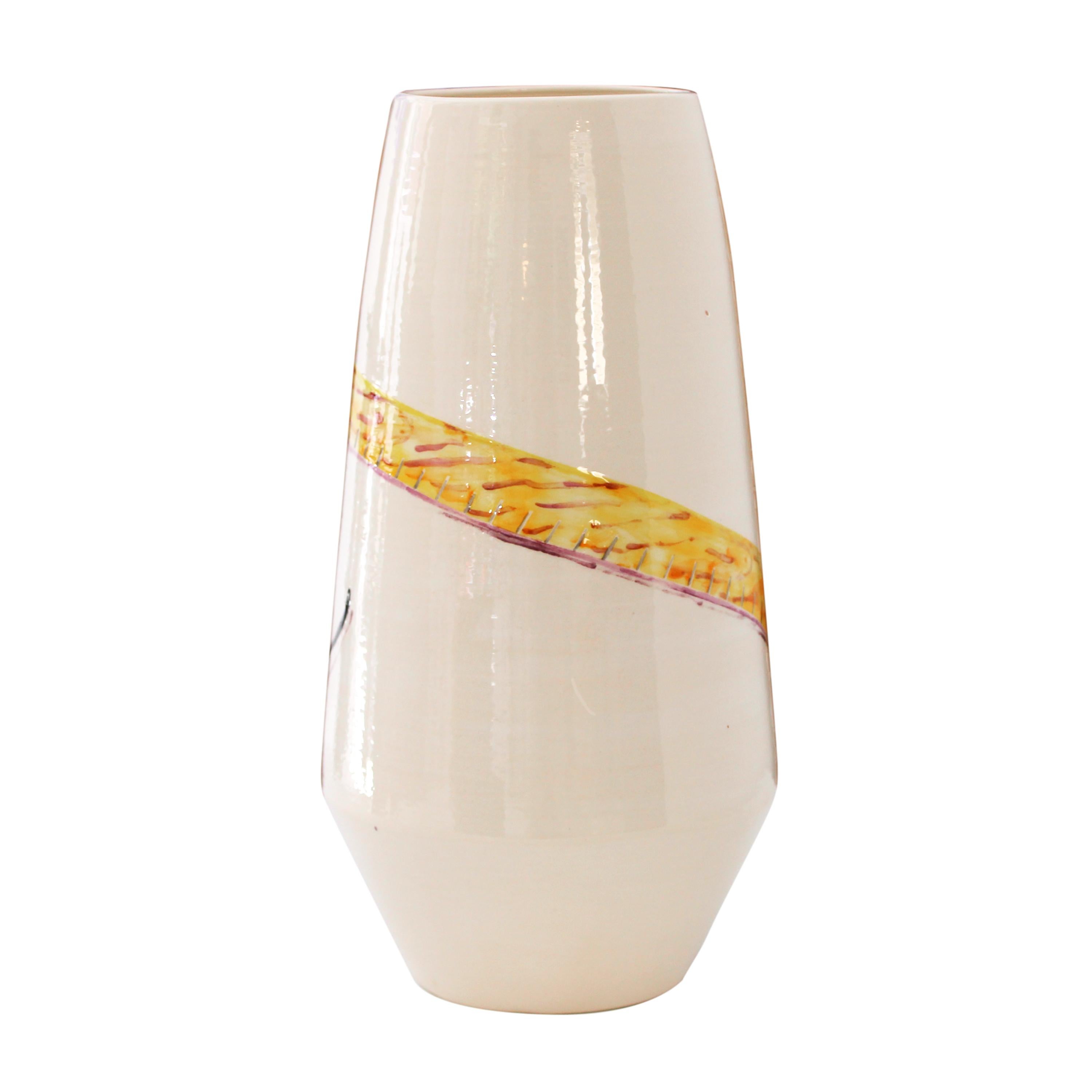 Dipinto a mano Vaso Mondrian 'Bicchieri e righello' Disegnato da Teresa Moro per The Table Project in vendita